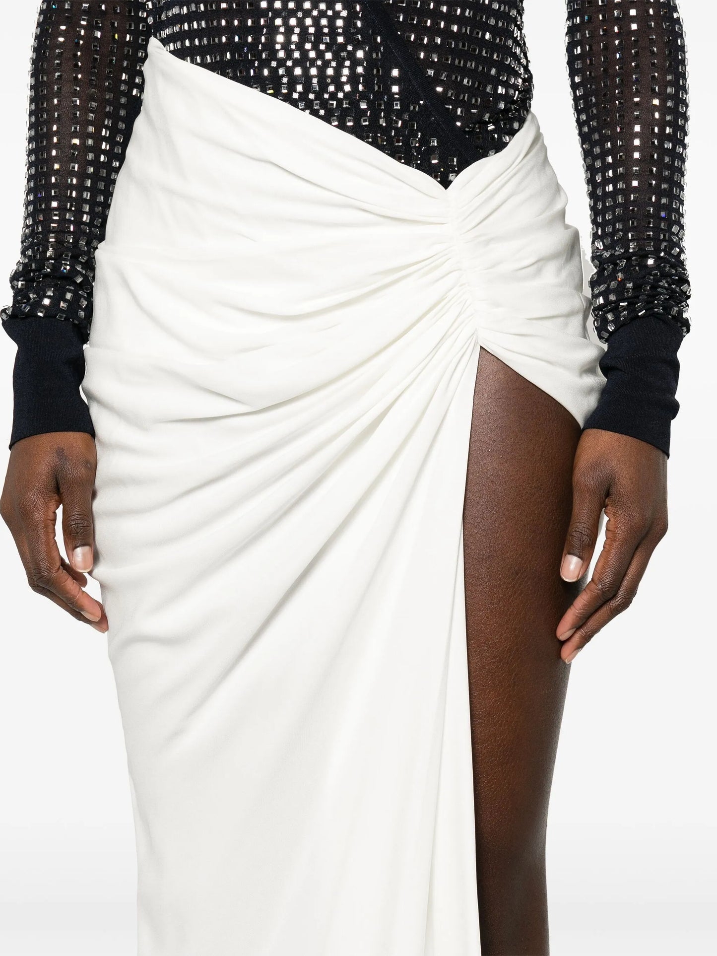 Euripides ruched midi skirt