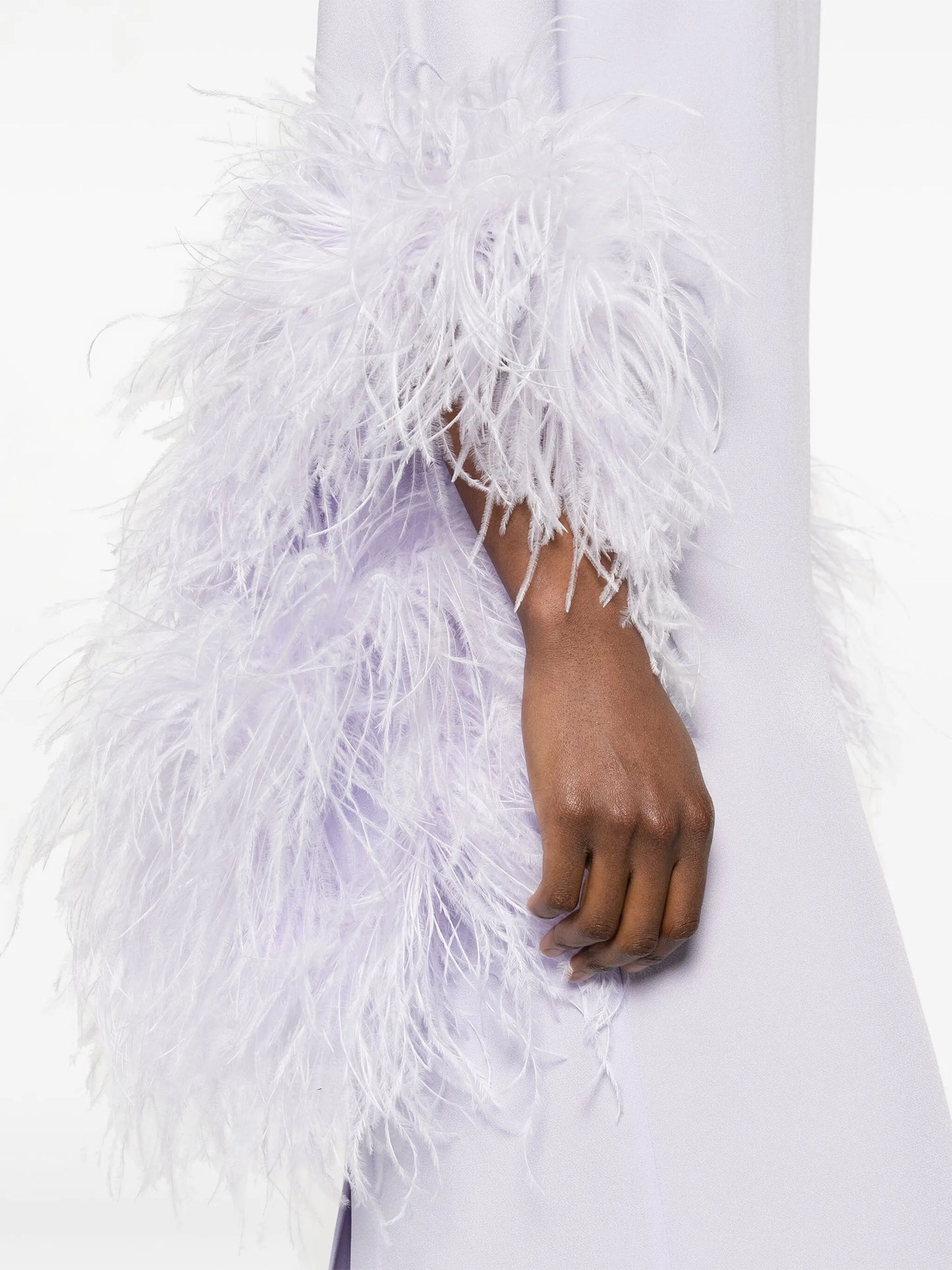Del Rio feather-trim dress