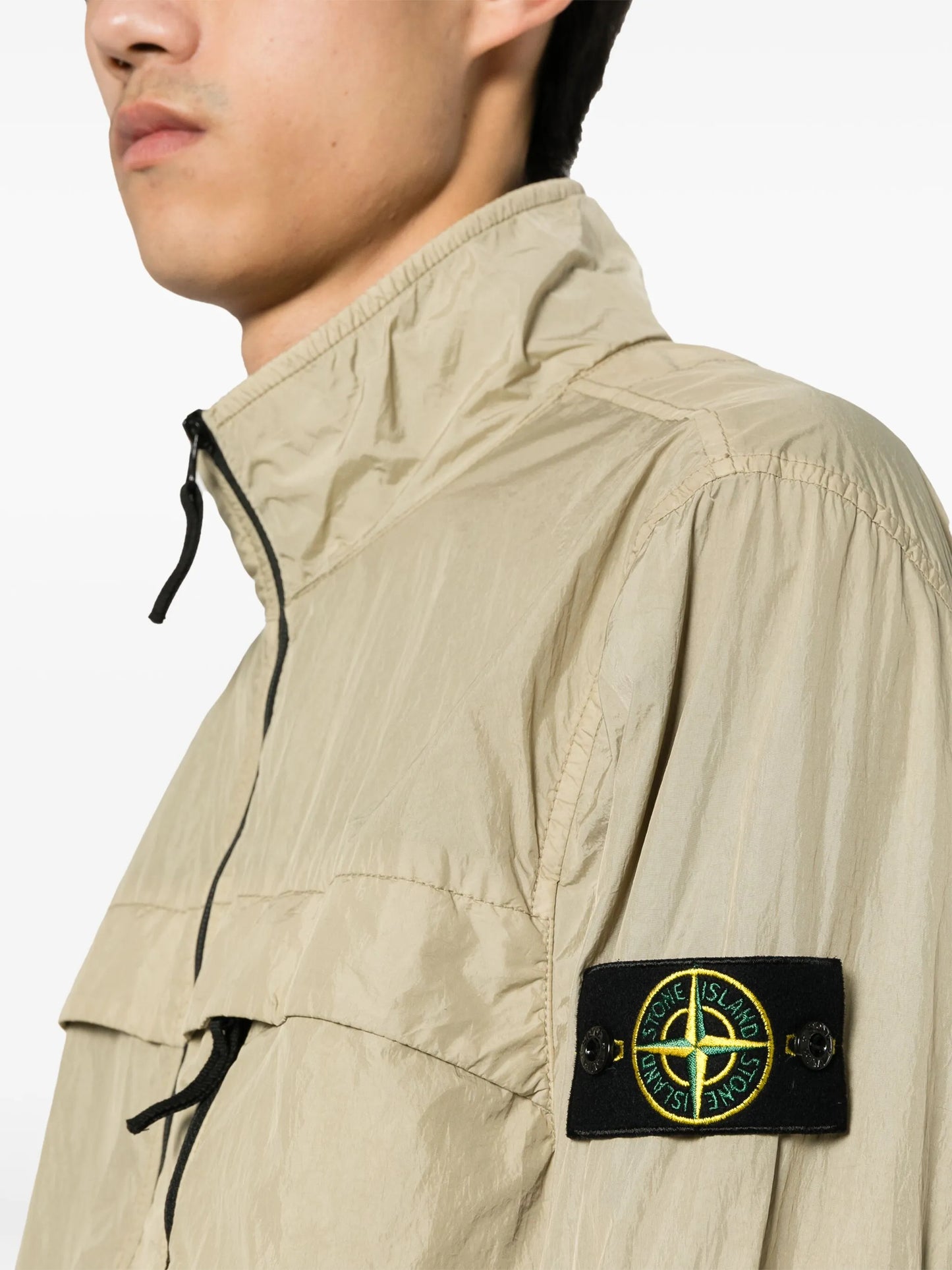 Compass-appliqué lightweight jacket