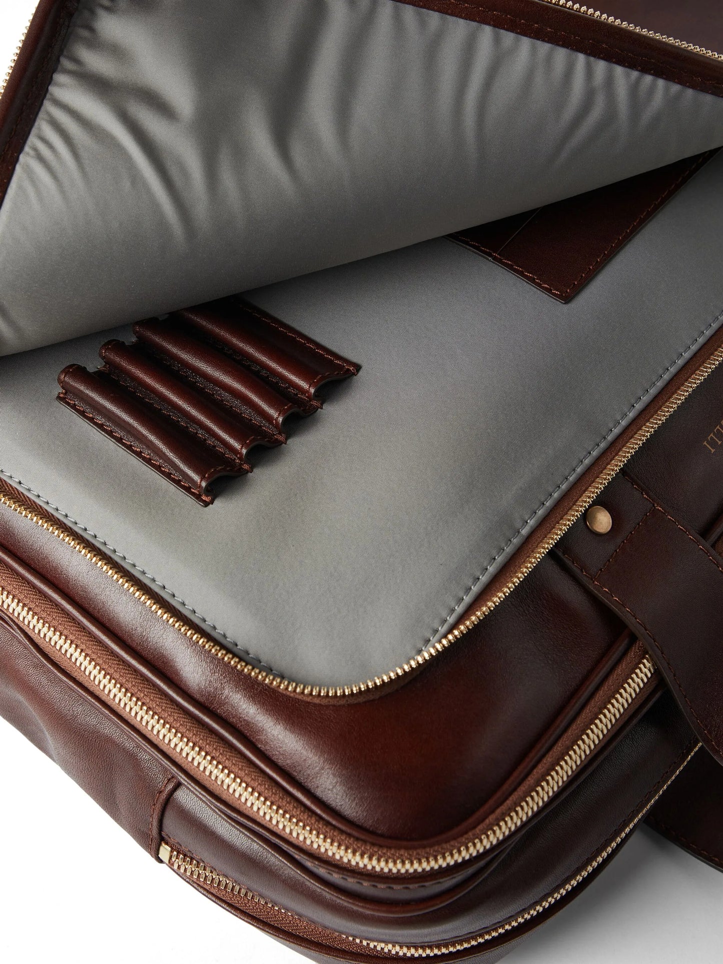 logo-stamp leather briefcase