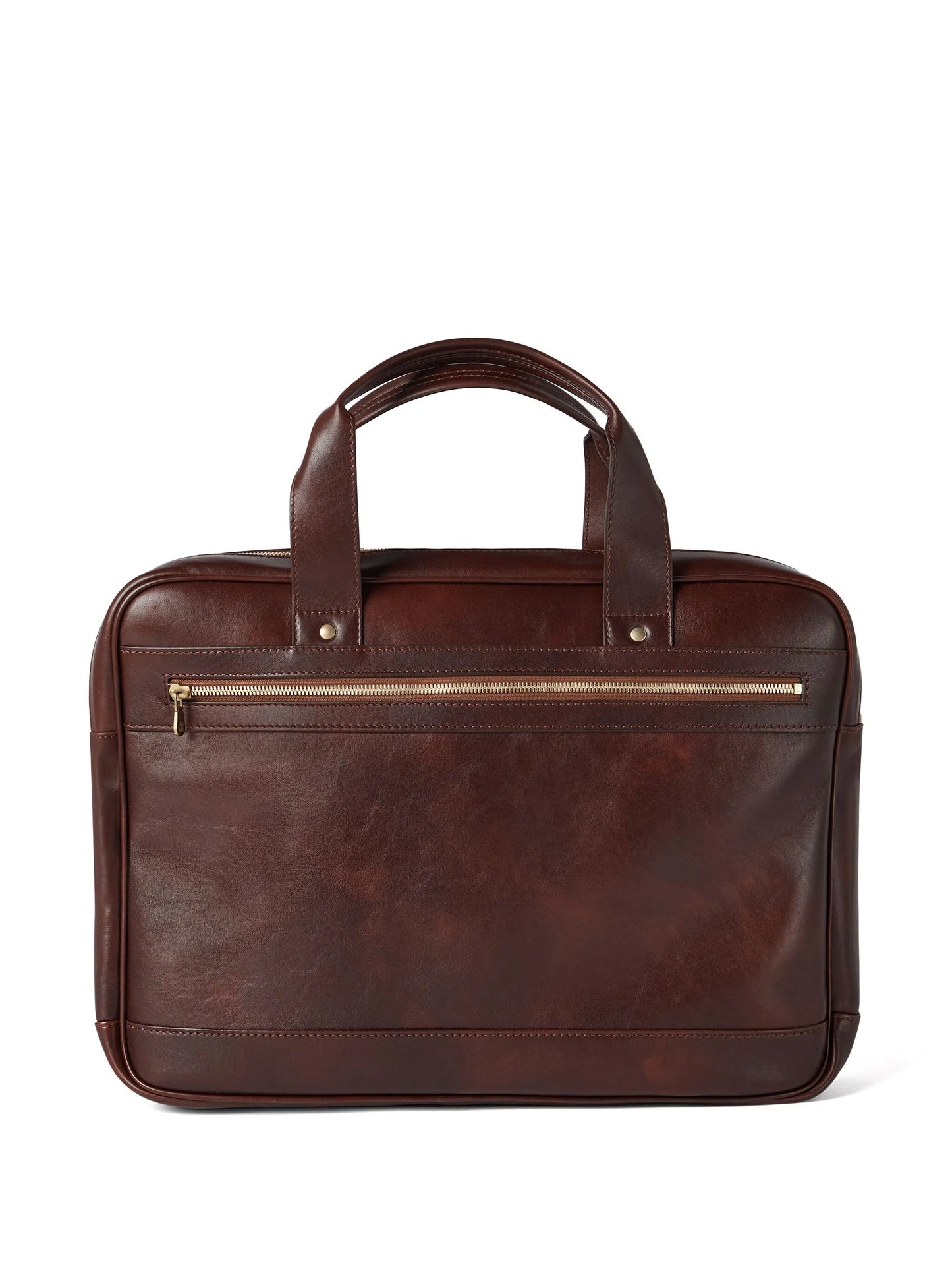 logo-stamp leather briefcase
