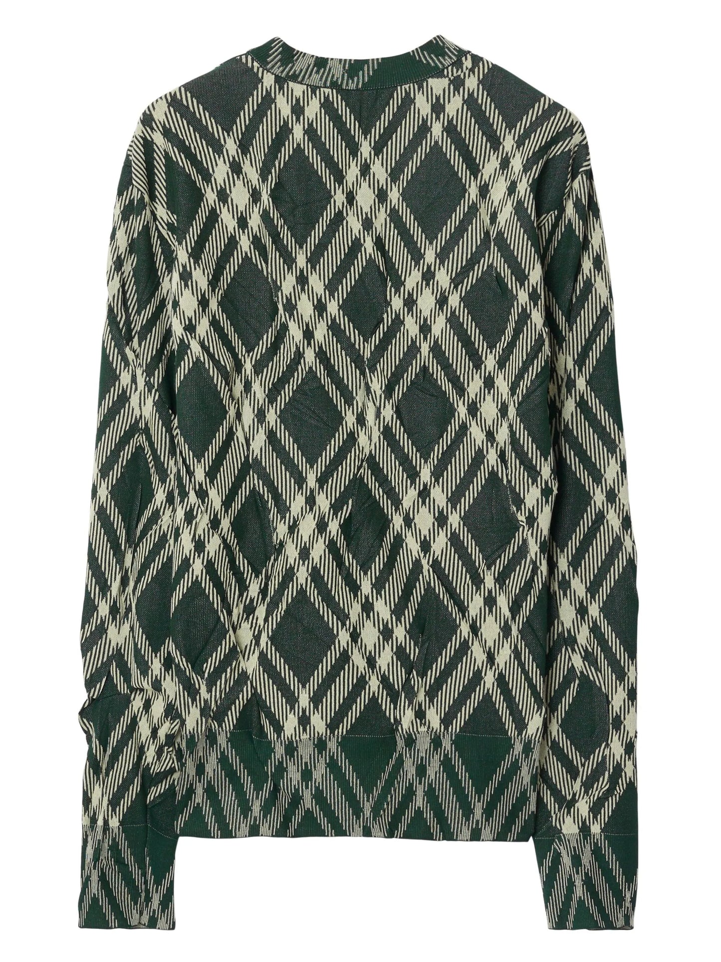 plaid-check crinkled-effect jumper