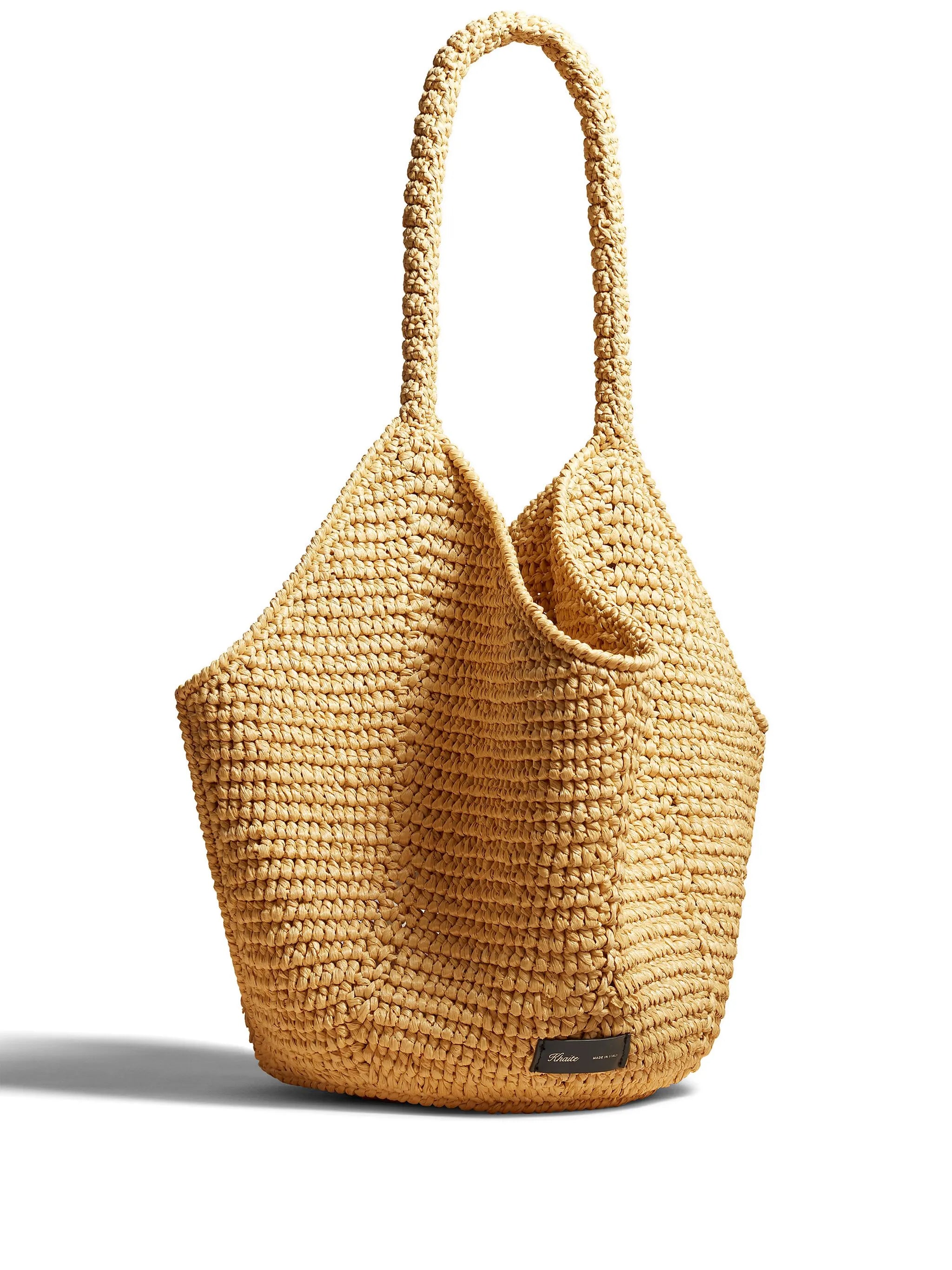 medium Lotus raffia tote bag