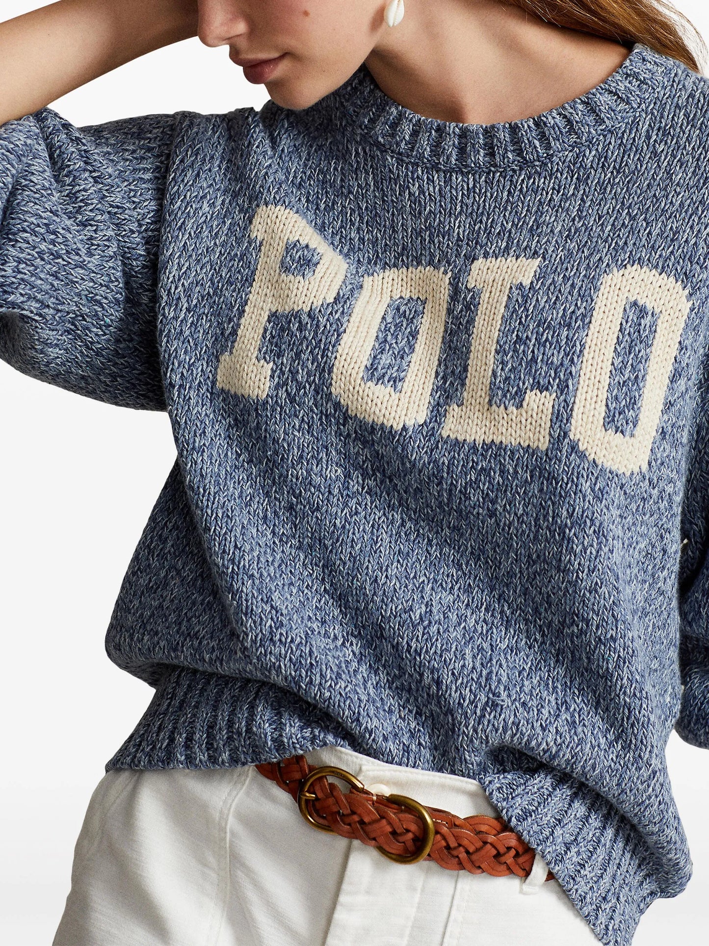 logo-intarsia mélange sweatshirt