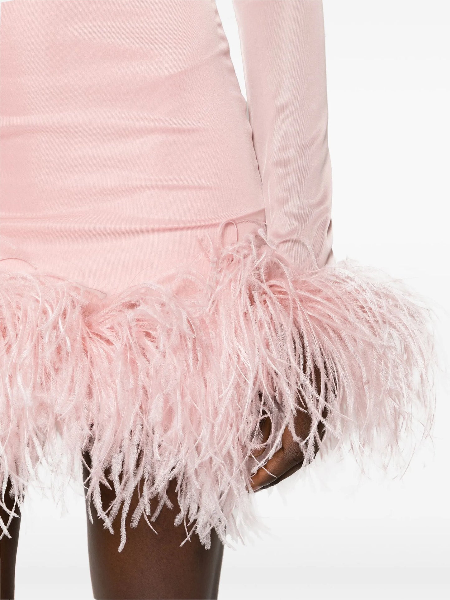 Luna feather-trim draped minidress