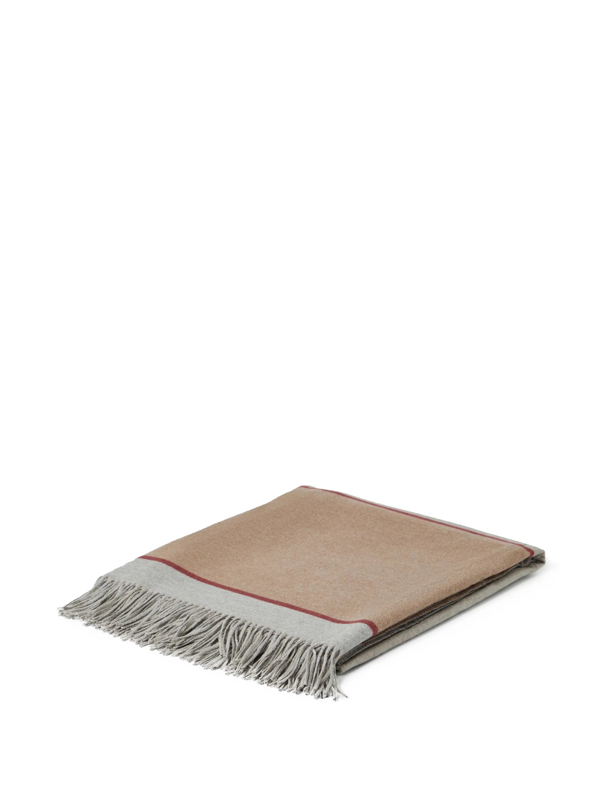 fringed colour-block silk blanket