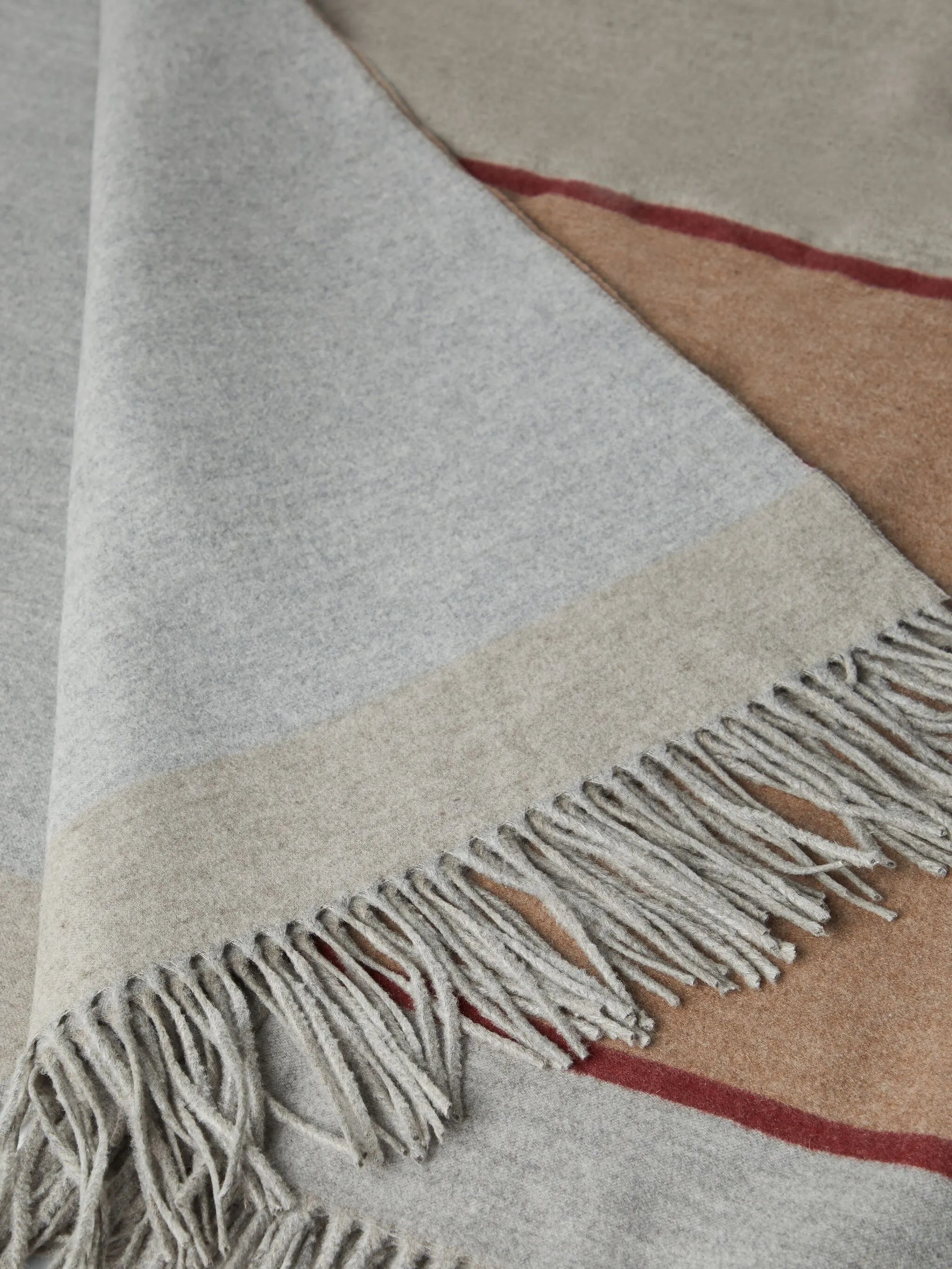fringed colour-block silk blanket