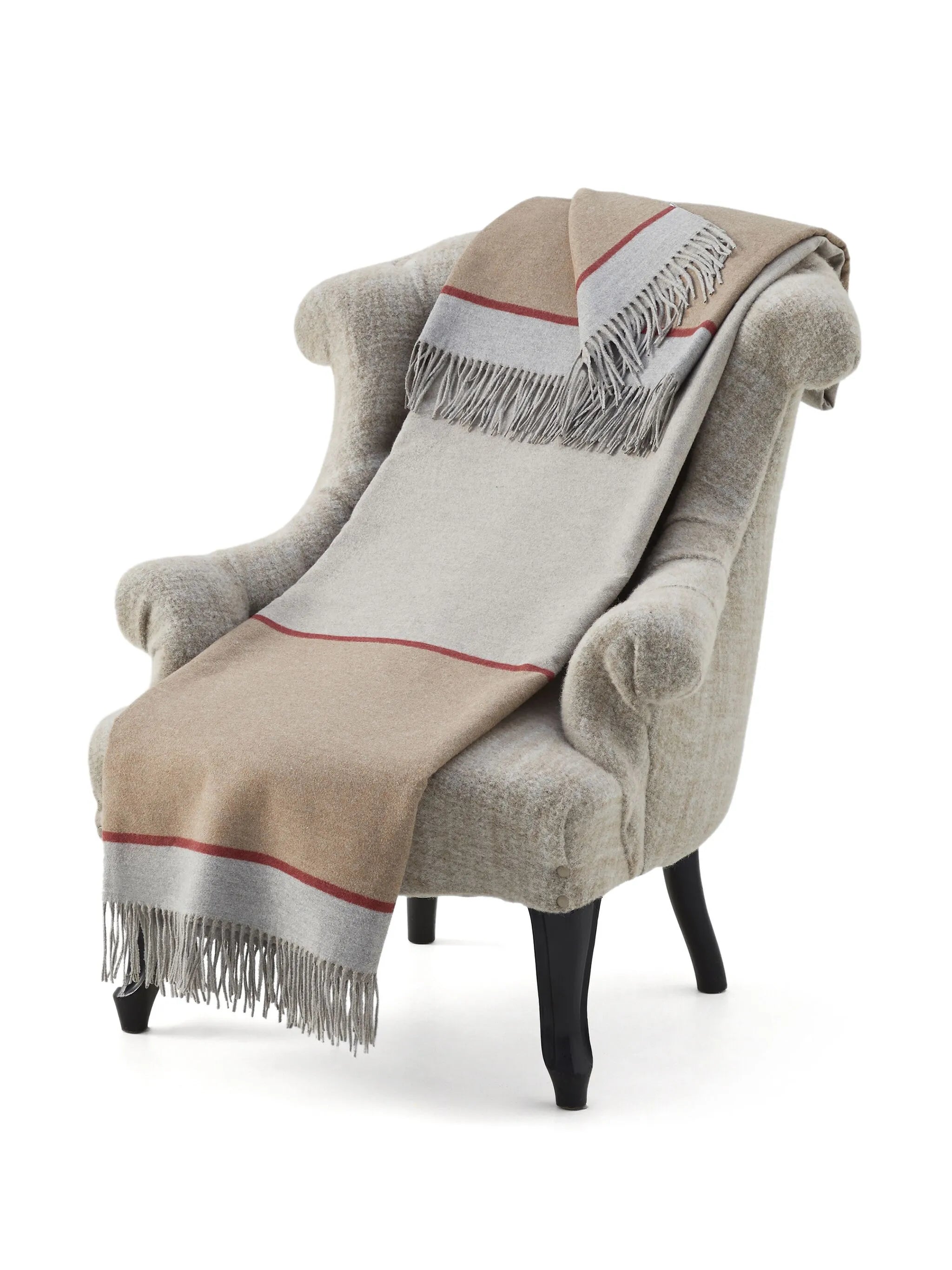 fringed colour-block silk blanket