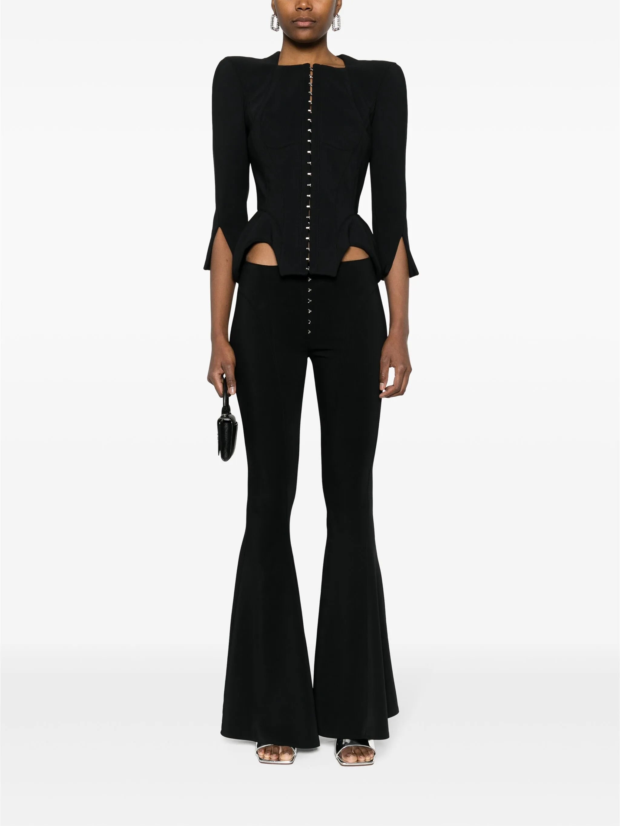cut-out detailing flared trousers