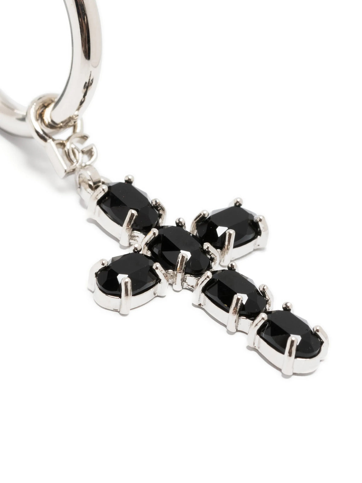 creole earrings with crystal cross