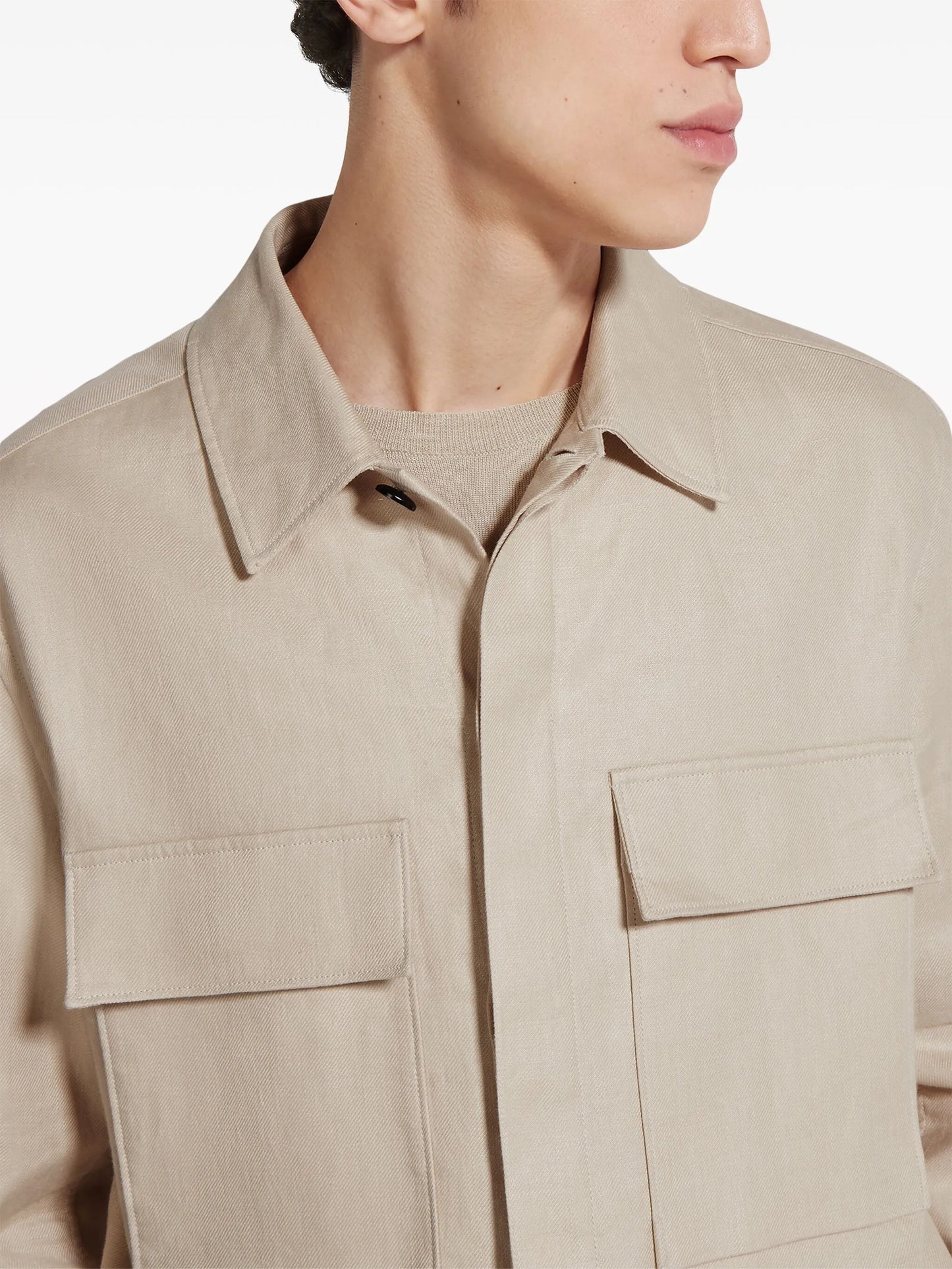 chest-pockets linen shirt