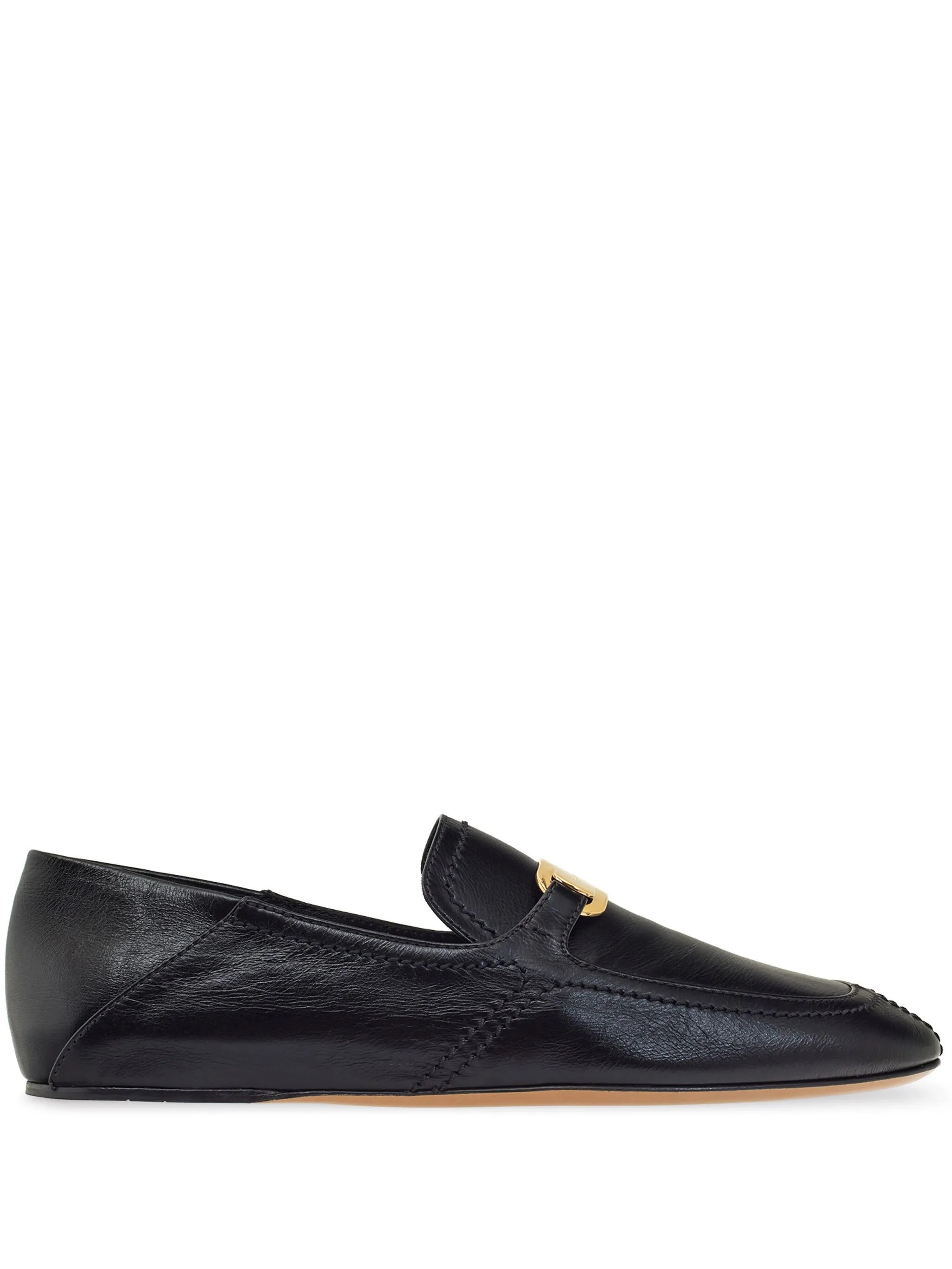 logo-plaque leather loafers