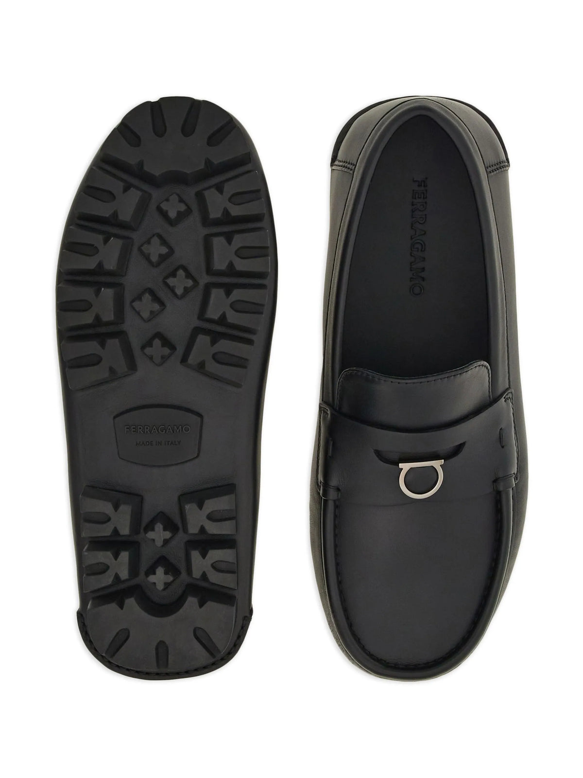 Gancini-plaque leather loafers