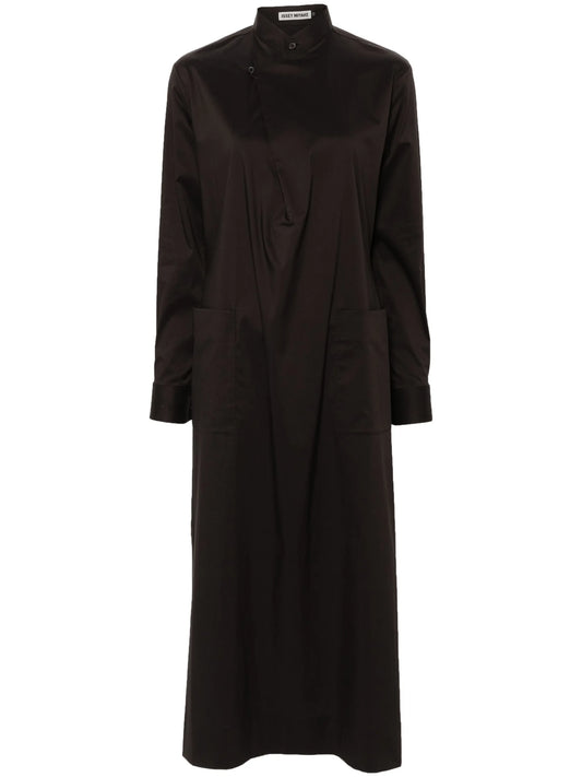 band-collar midi shirt dress
