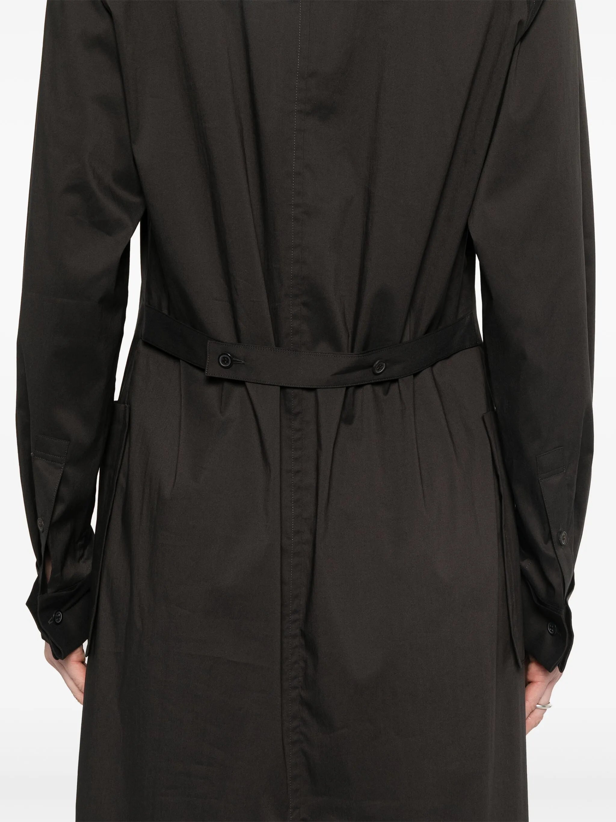 band-collar midi shirt dress