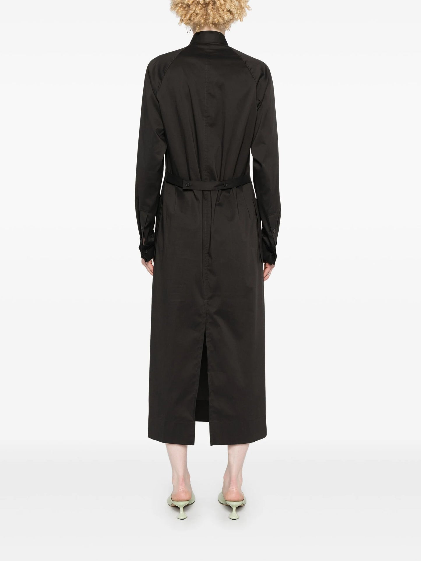 band-collar midi shirt dress
