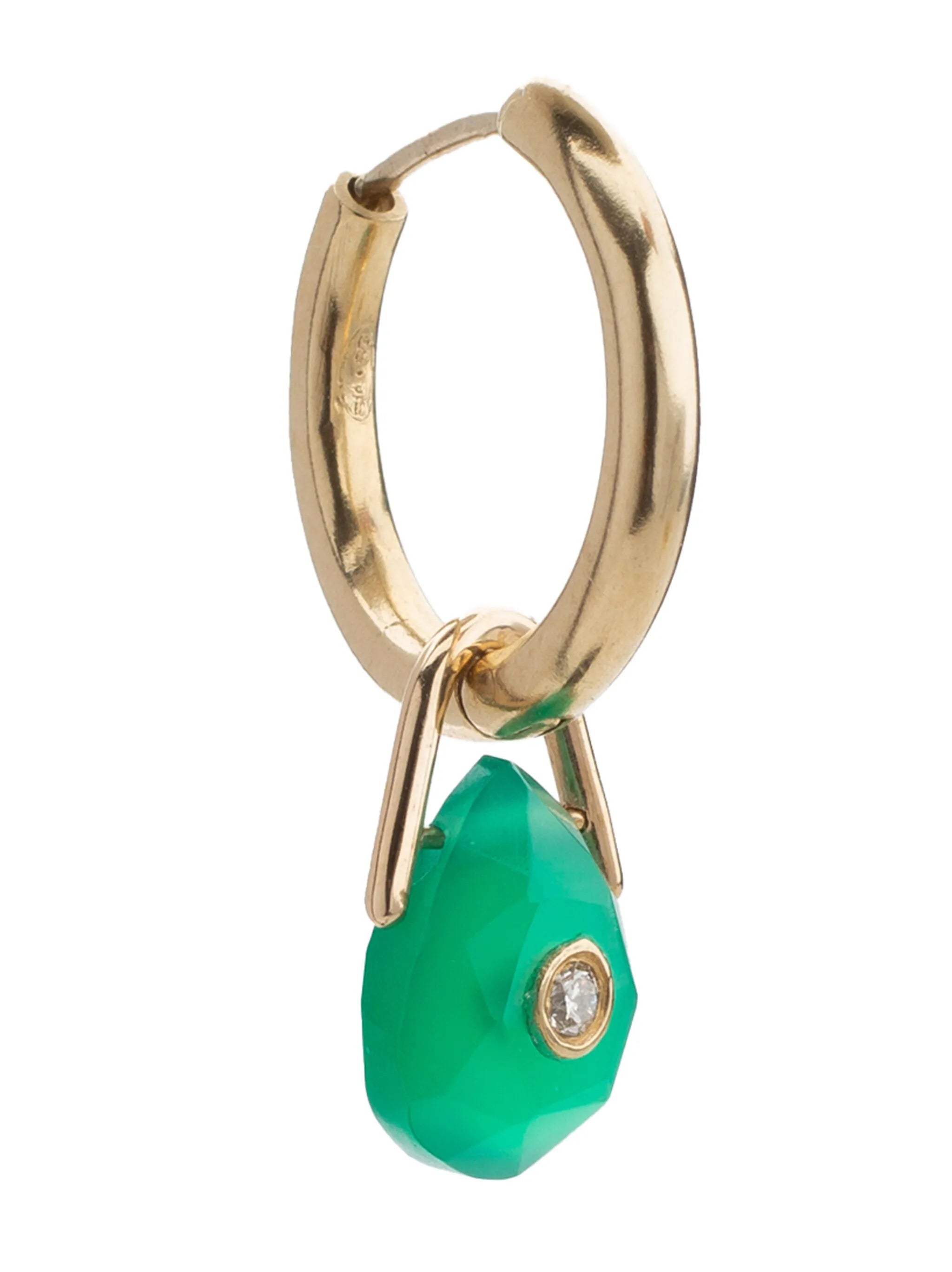 9kt yellow gold Orso green onyx earring