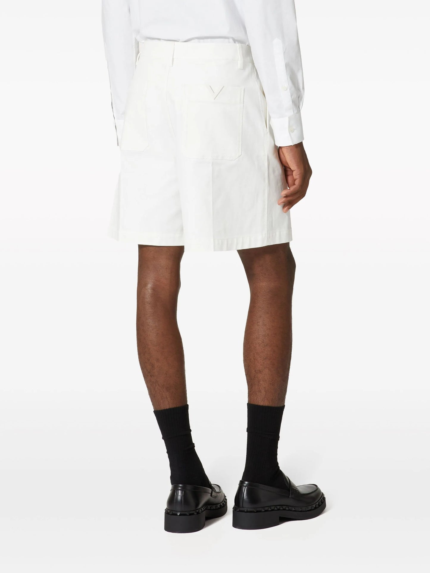V-detail canvas bermuda shorts