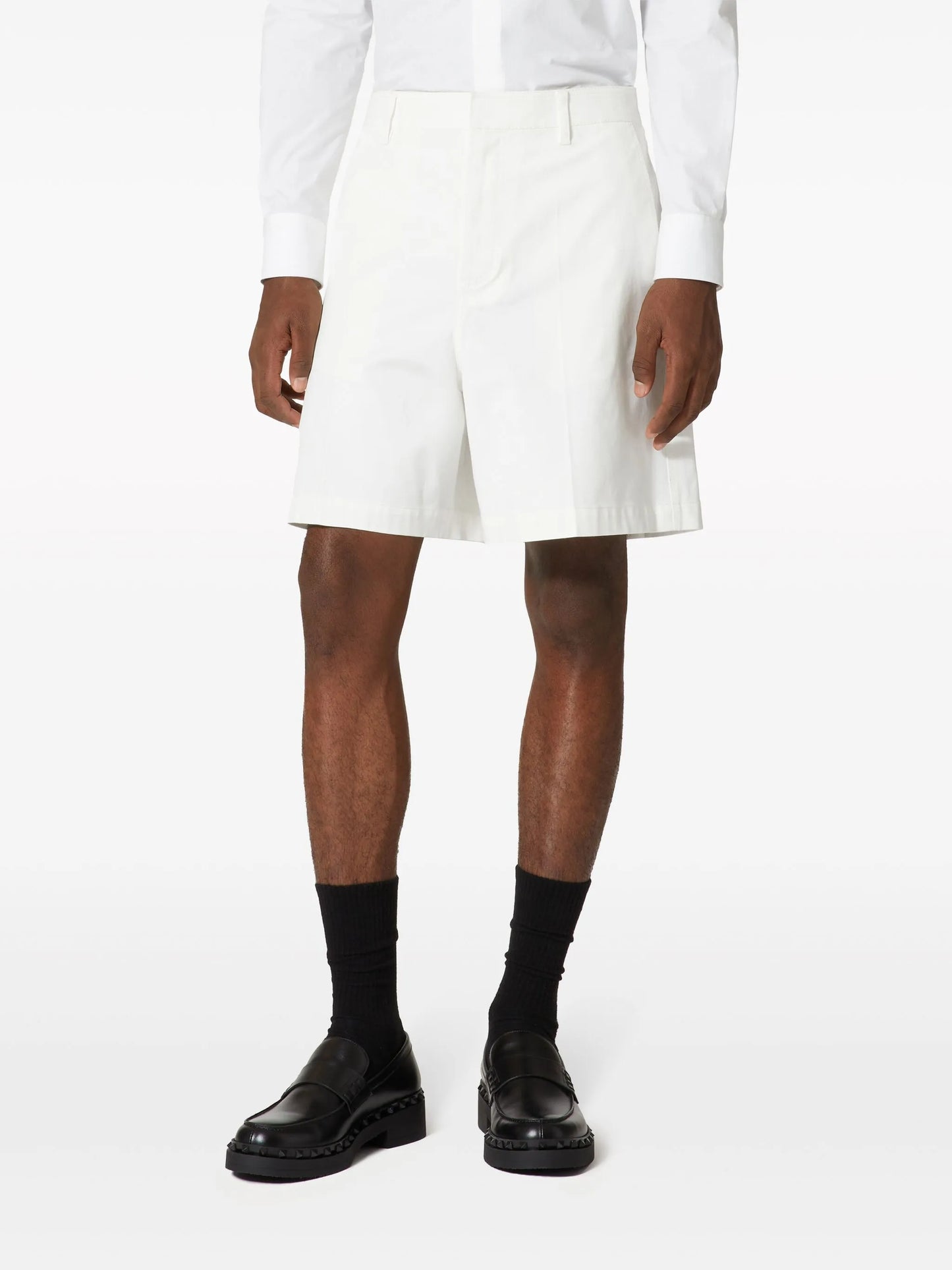 V-detail canvas bermuda shorts