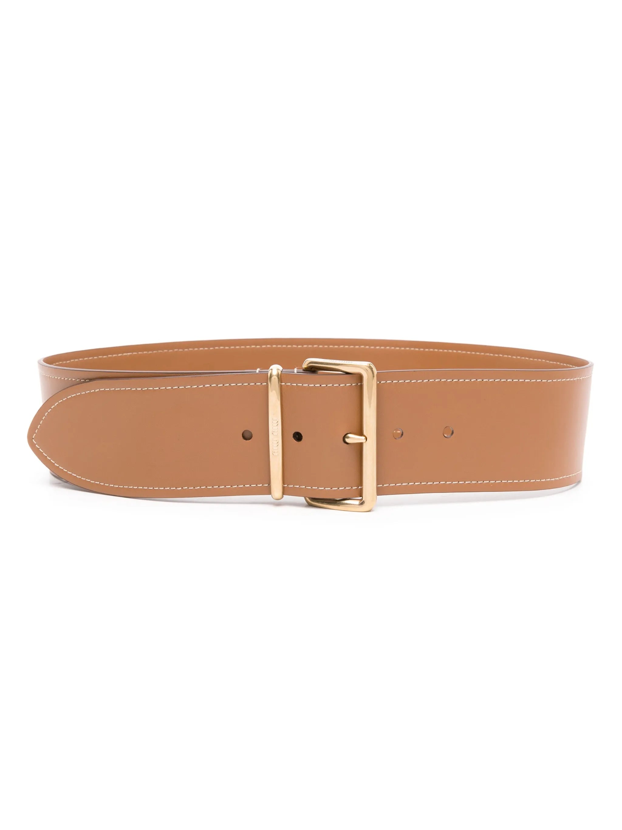 logo-engraved buckle leather belt