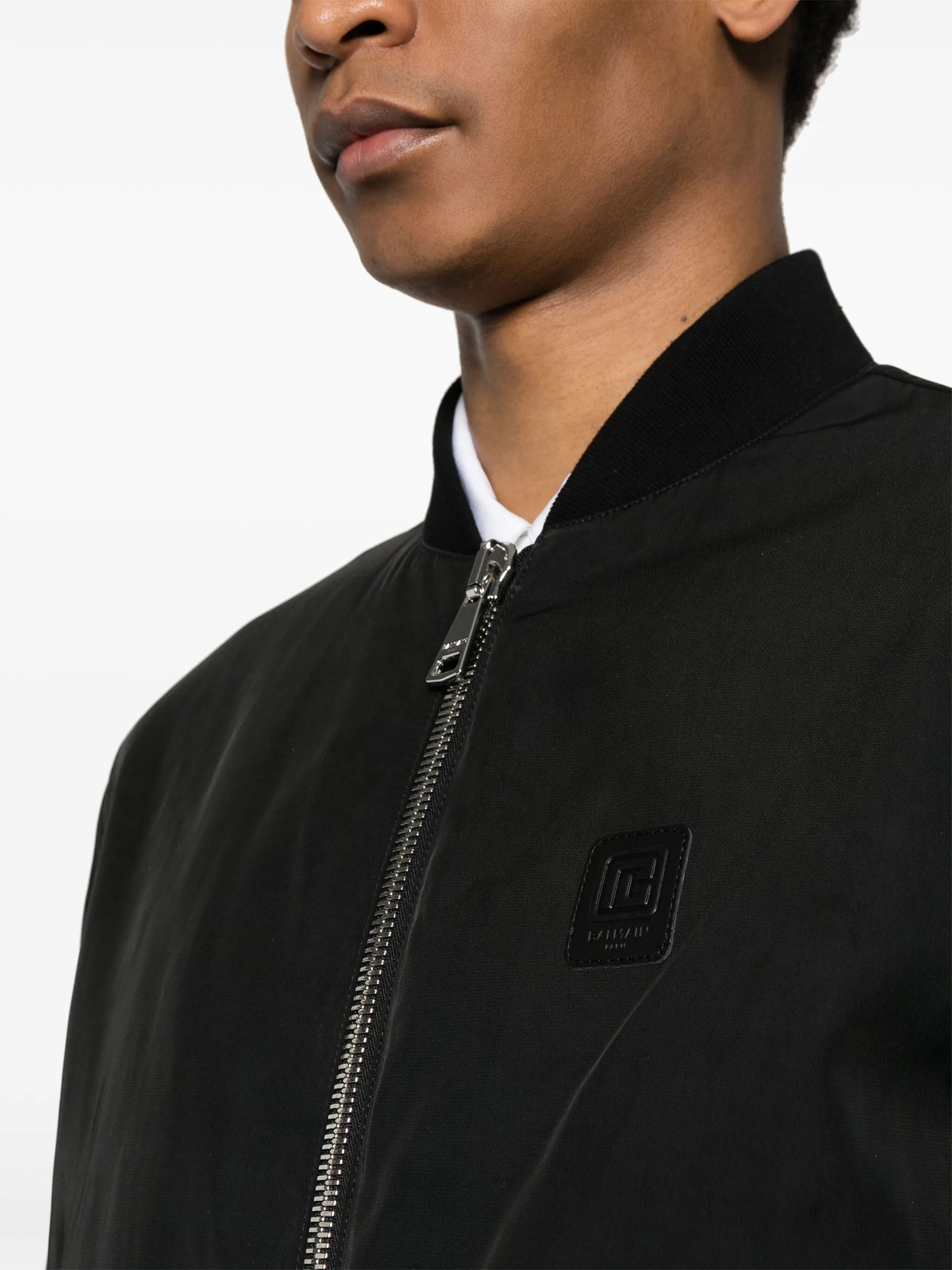 logo-patch gabardine-weave jacket