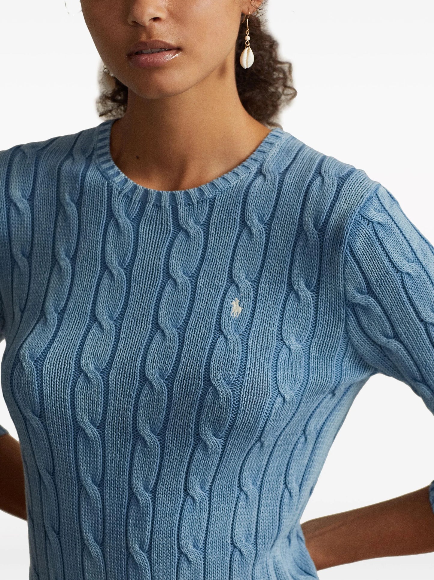 Polo Pony-embroidered cable-knit jumper