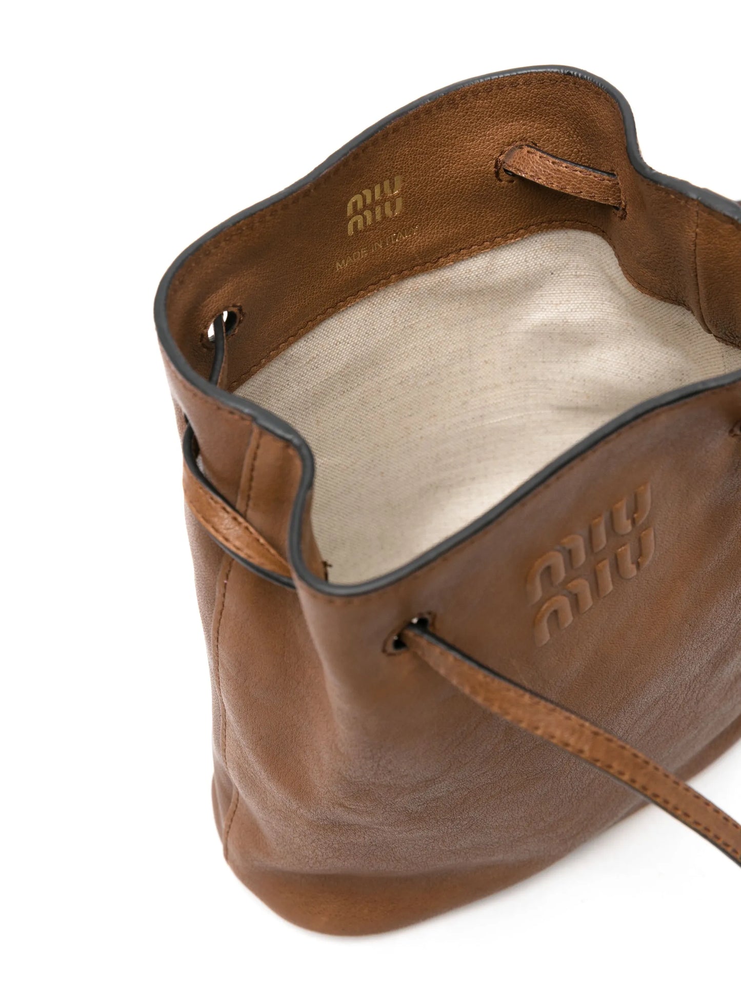 mini logo-embossed bucket bag