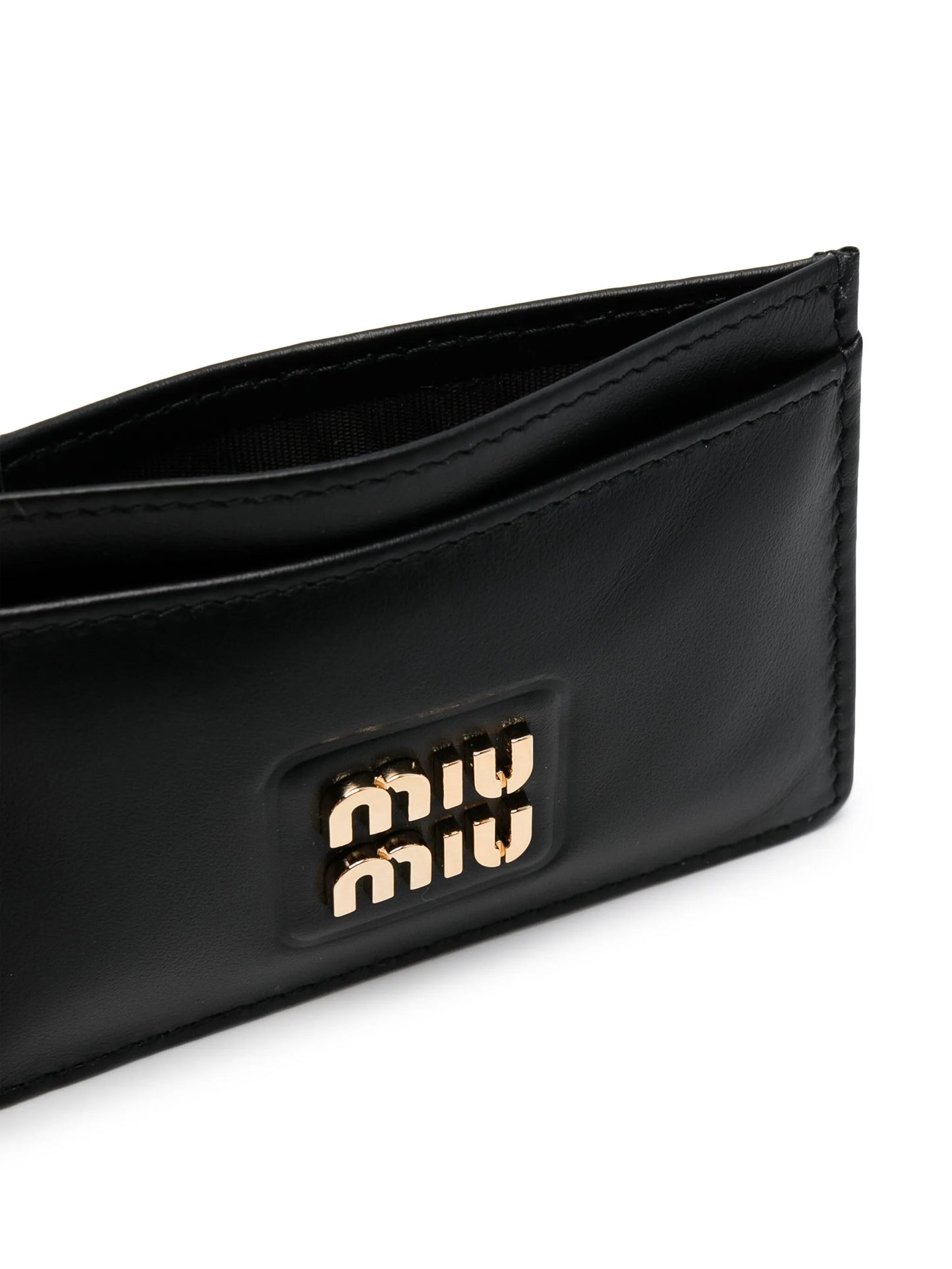 logo-lettering leather card holder
