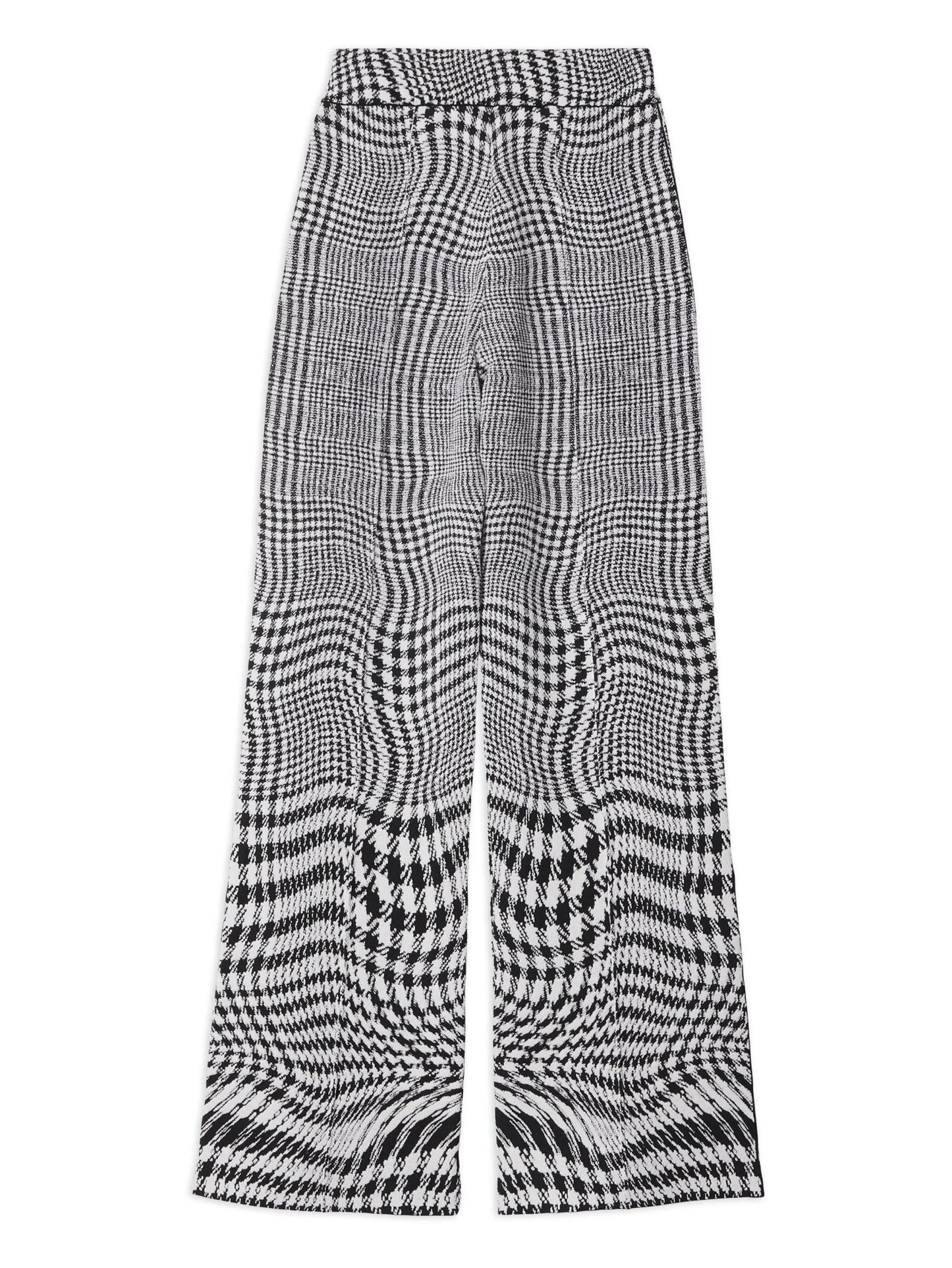 warped houndstooth jacquard wool-blend trousers