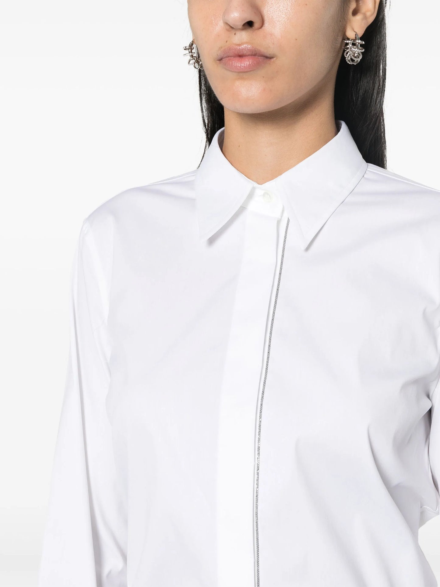beaded-trim poplin shirt