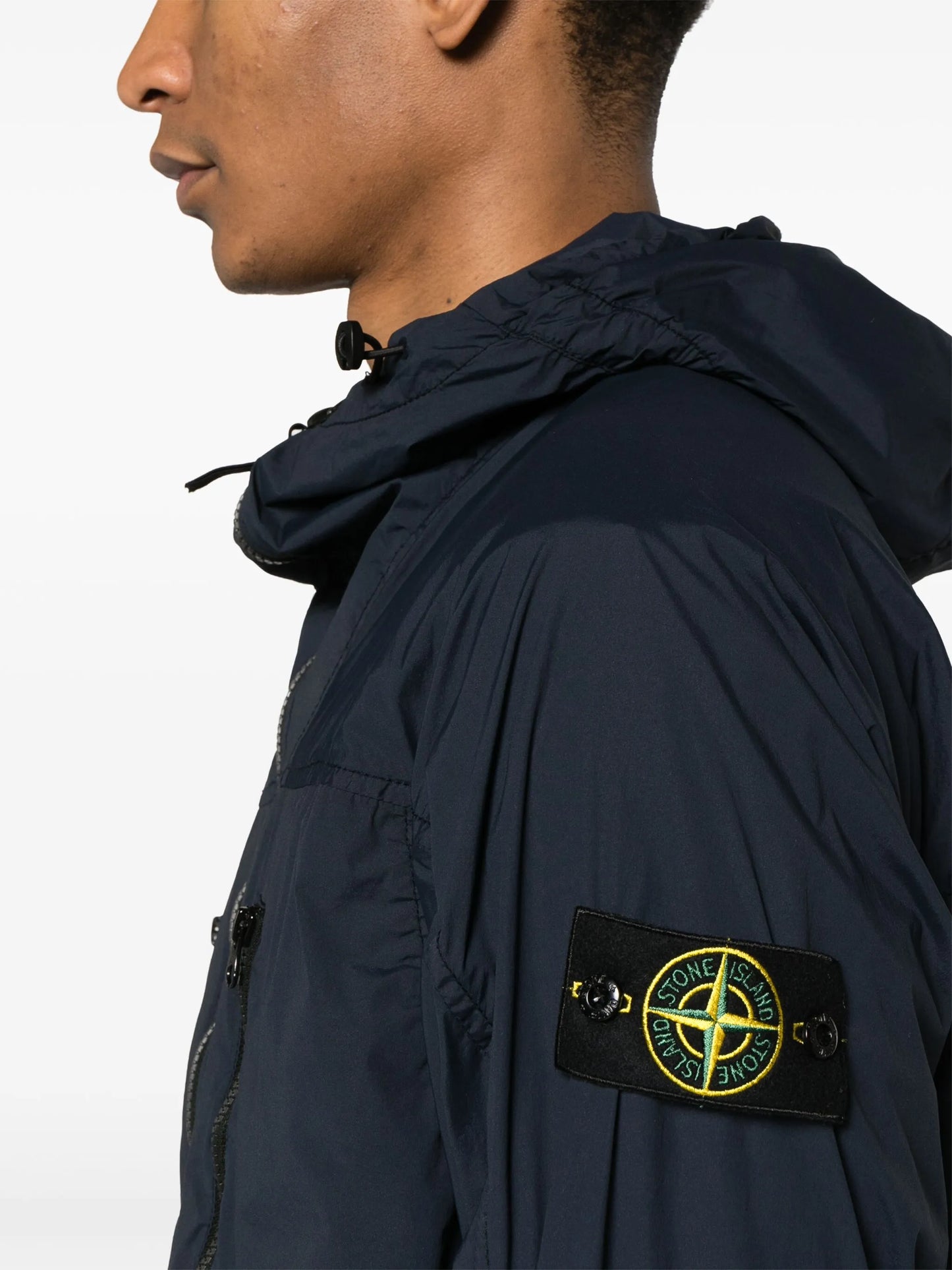 Compass-badge hooded jacket