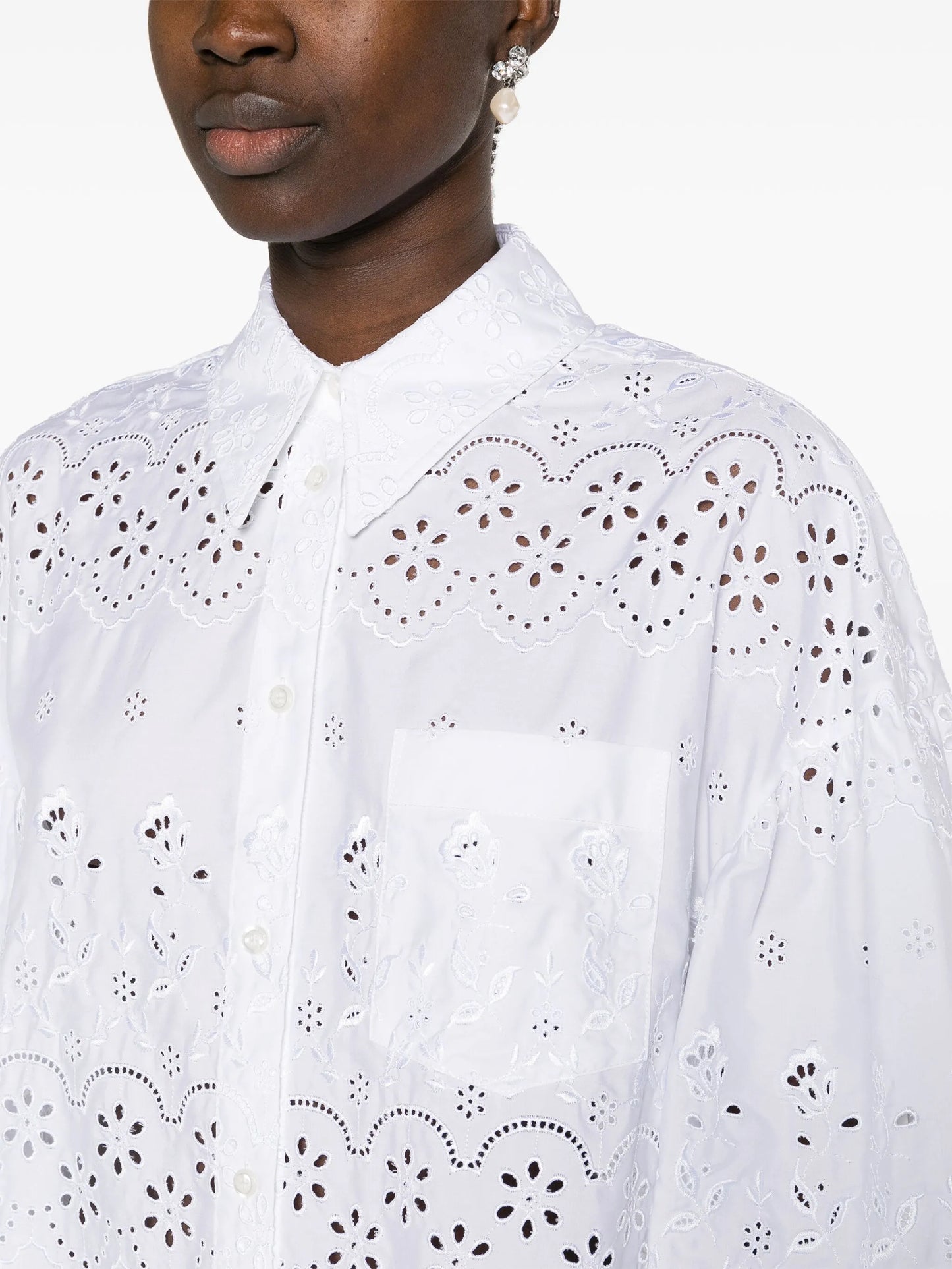 broderie-anglaise cotton shirt dress