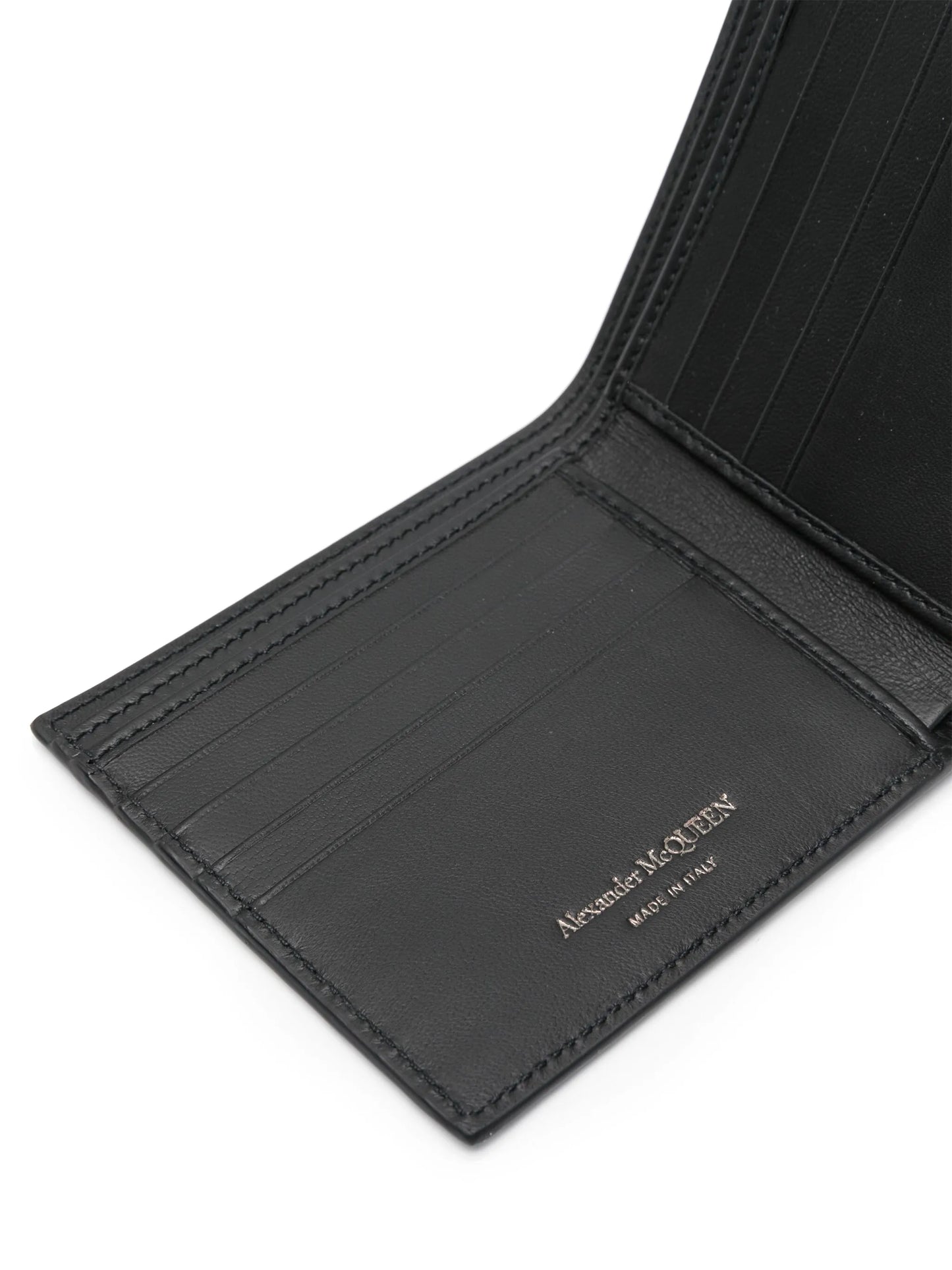 Graffiti-print leather wallet