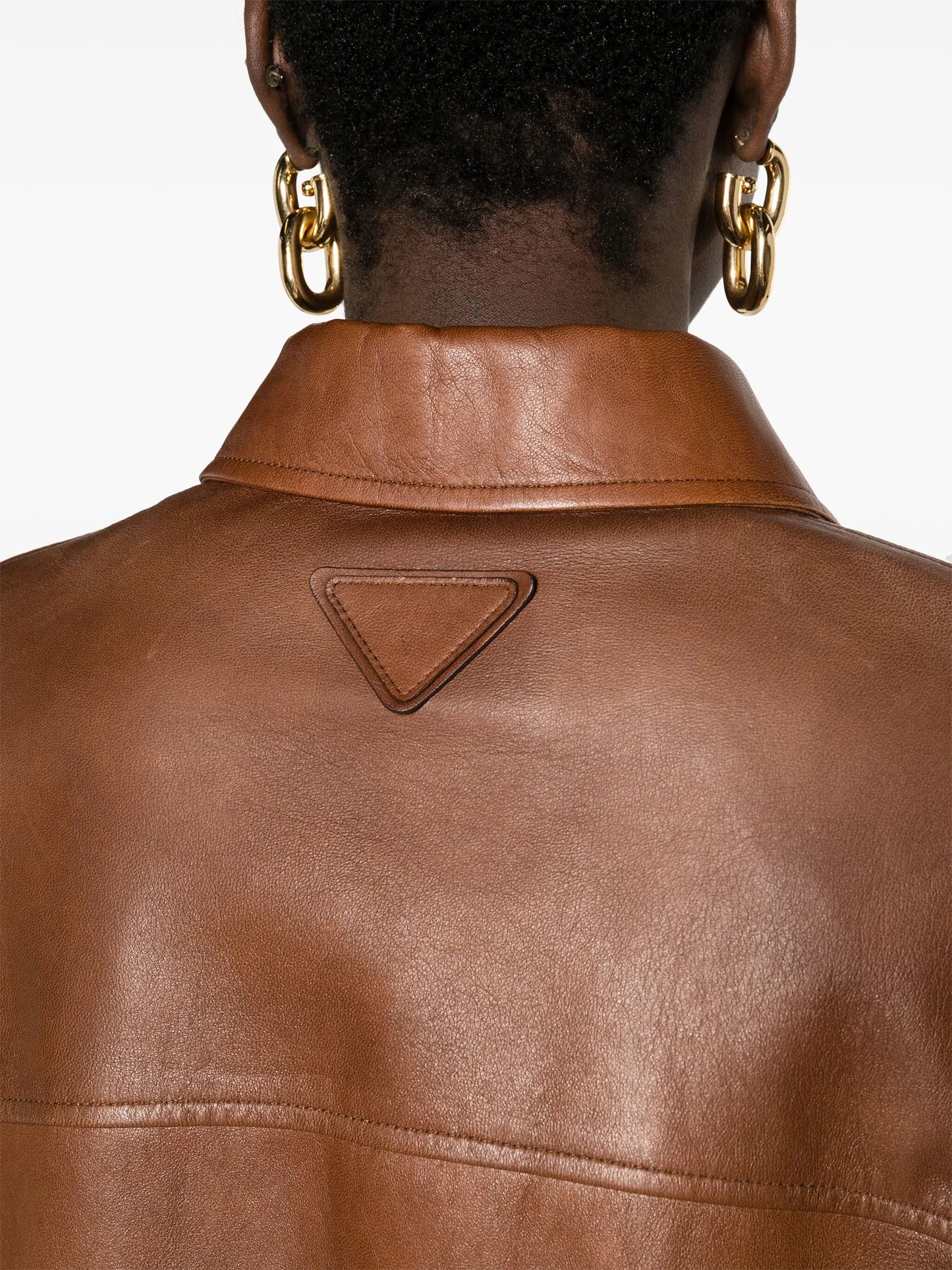 triangle-logo leather jacket