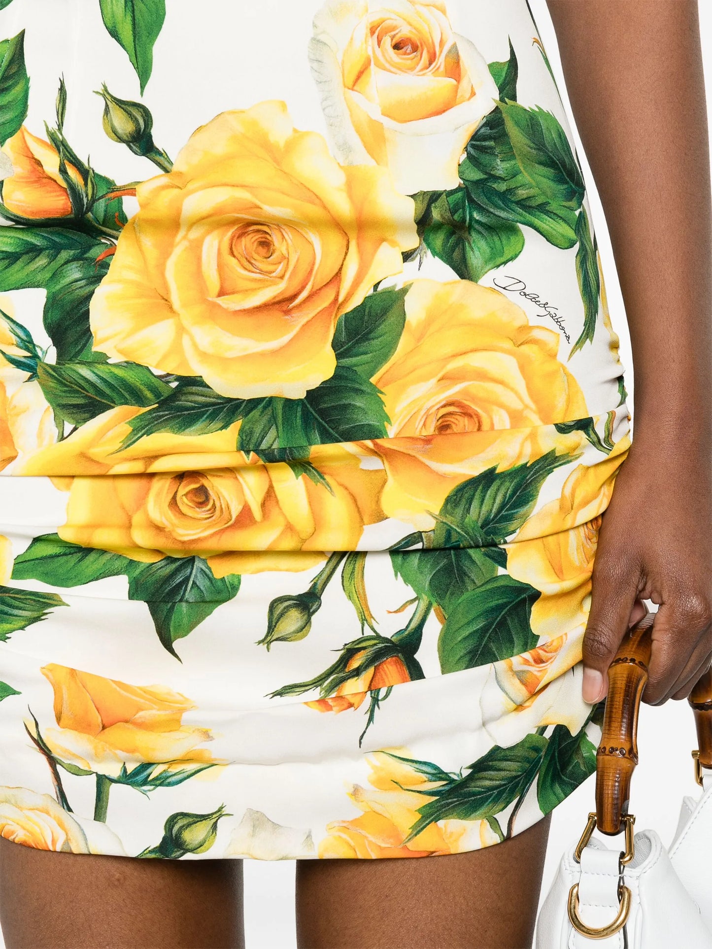 rose-print charmeuse miniskirt