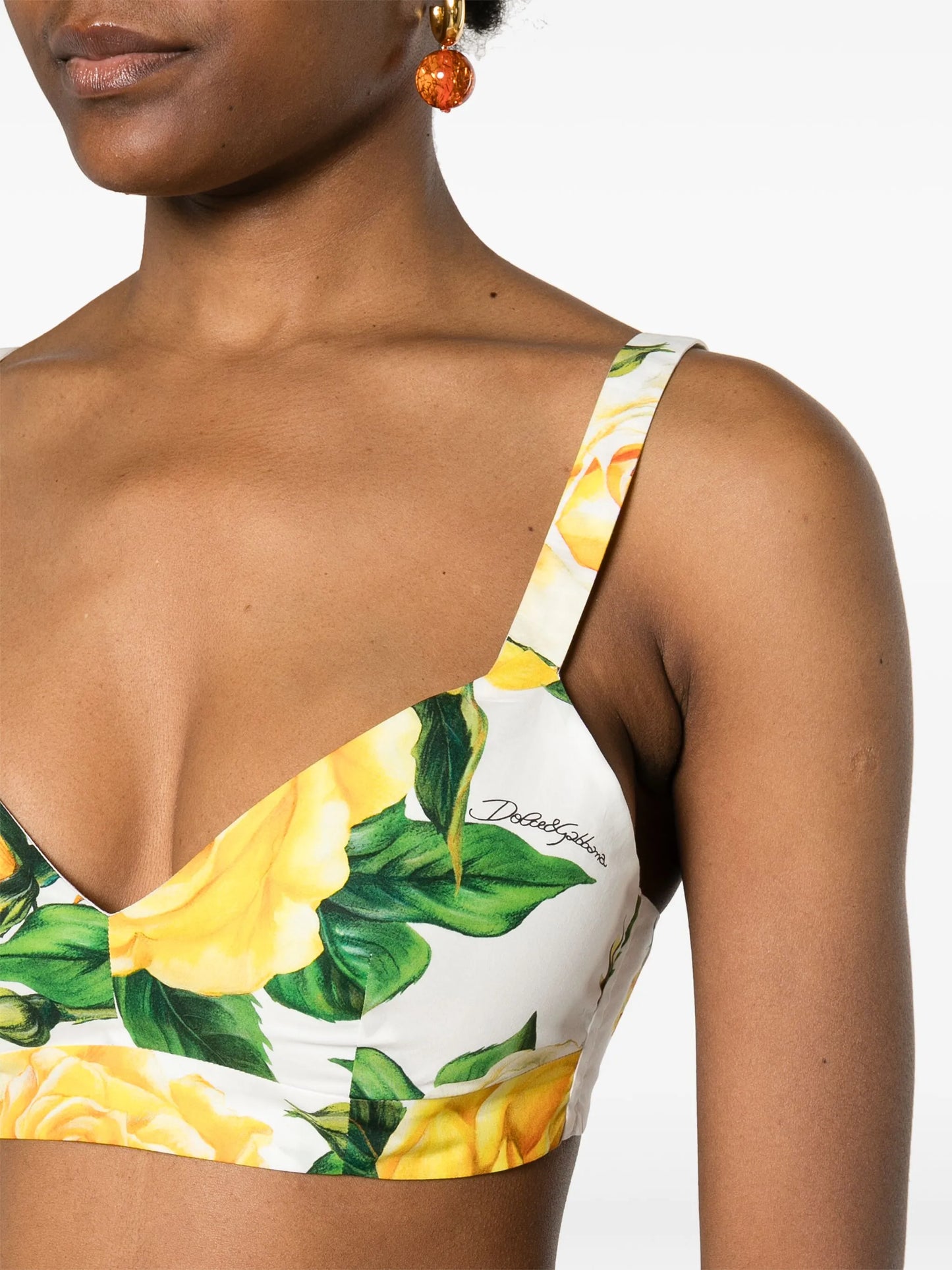 rose-print cotton crop top