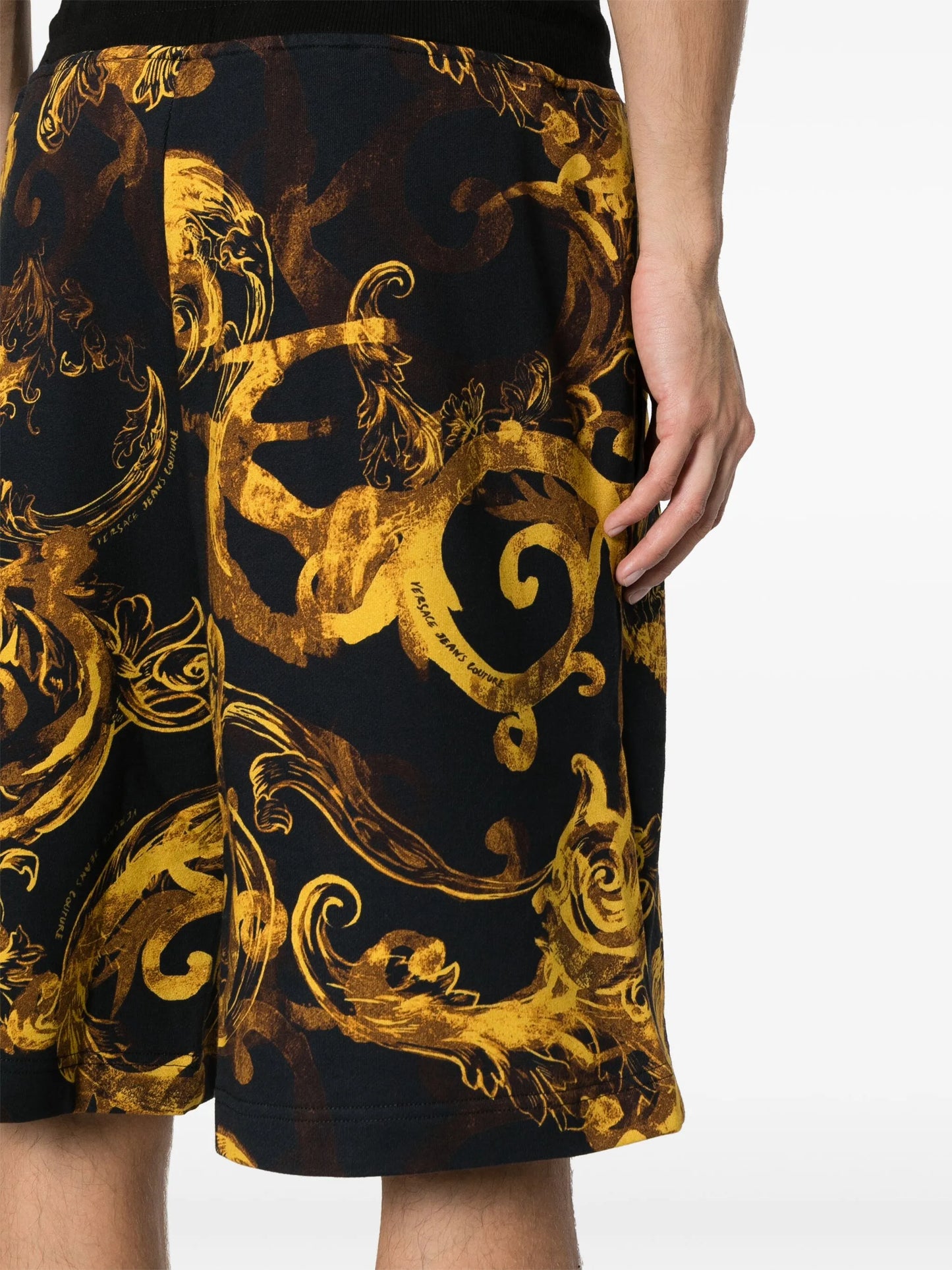 Barocco-print cotton track shorts