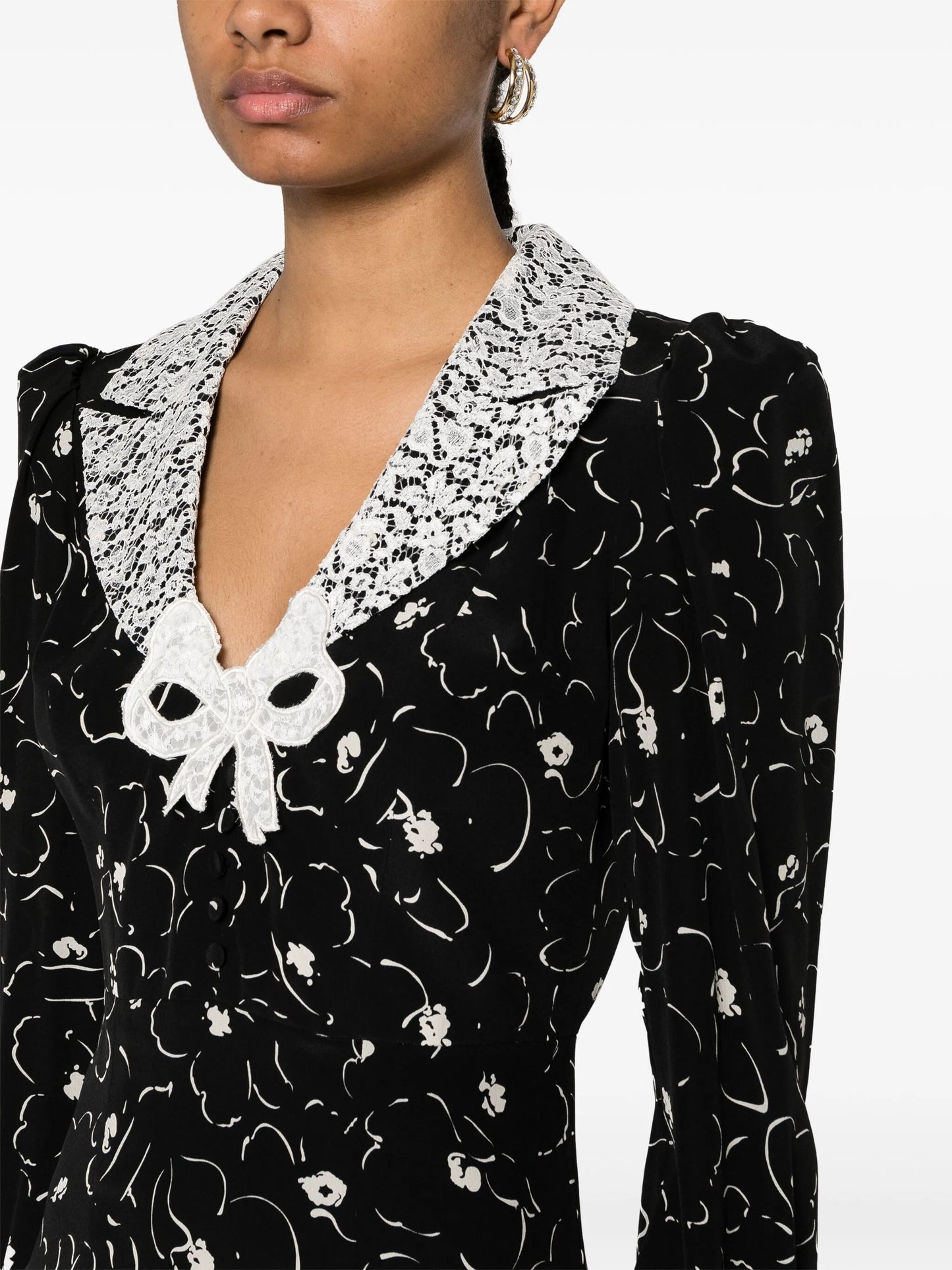 floral-print silk mini dress
