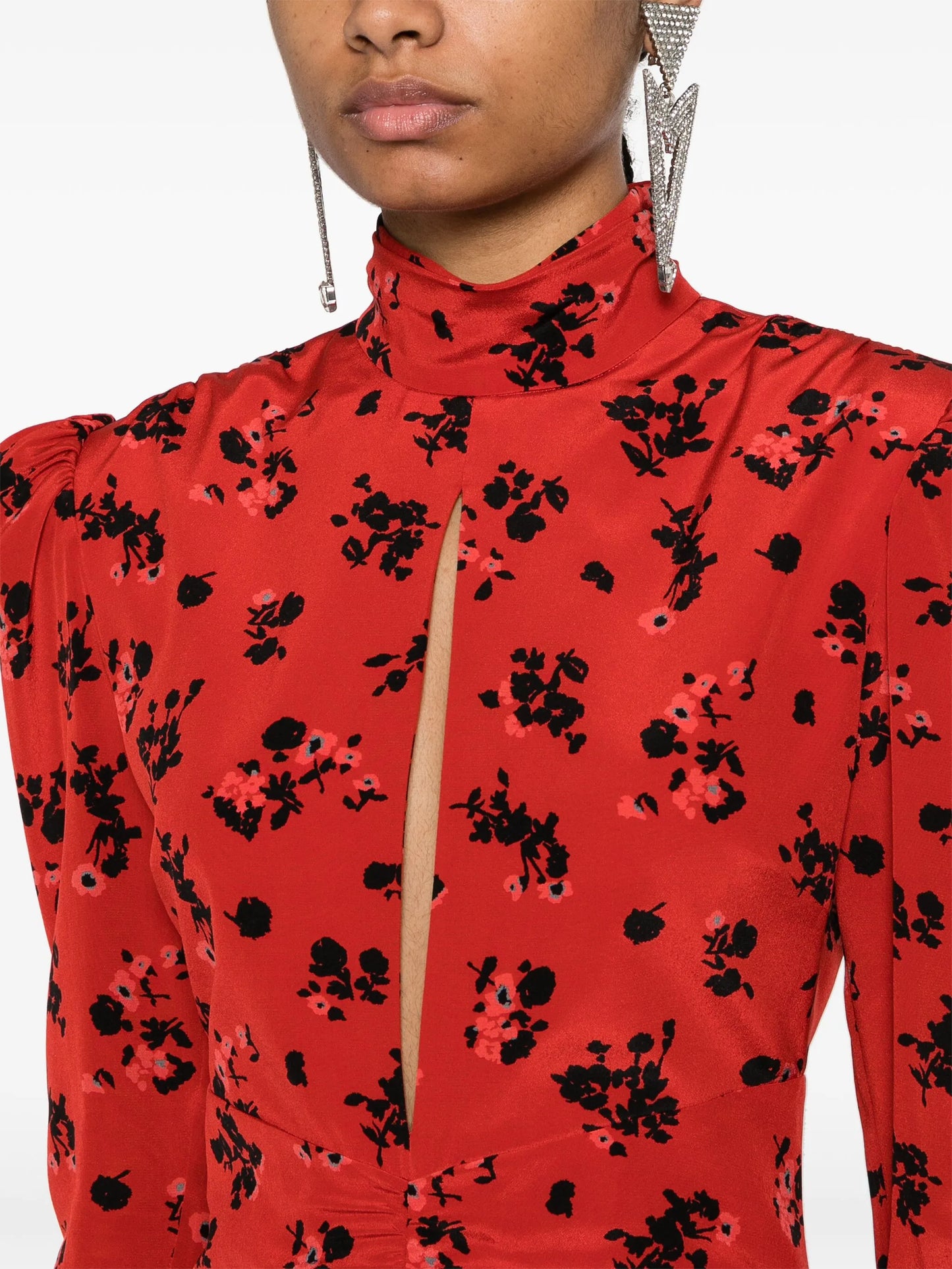 floral-print silk mini dress