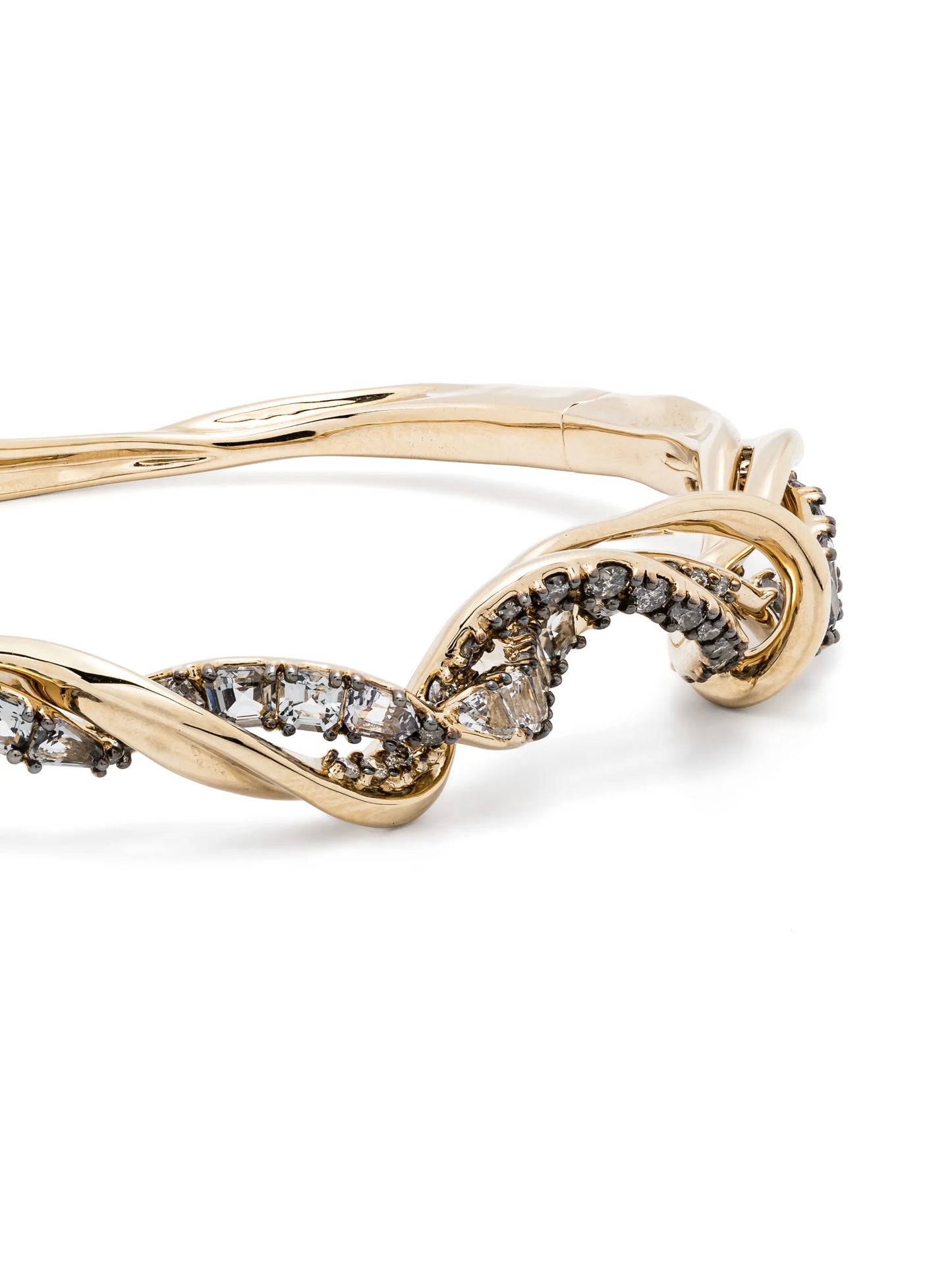 18kt yellow gold Vapour diamond and spinel bangle bracelet