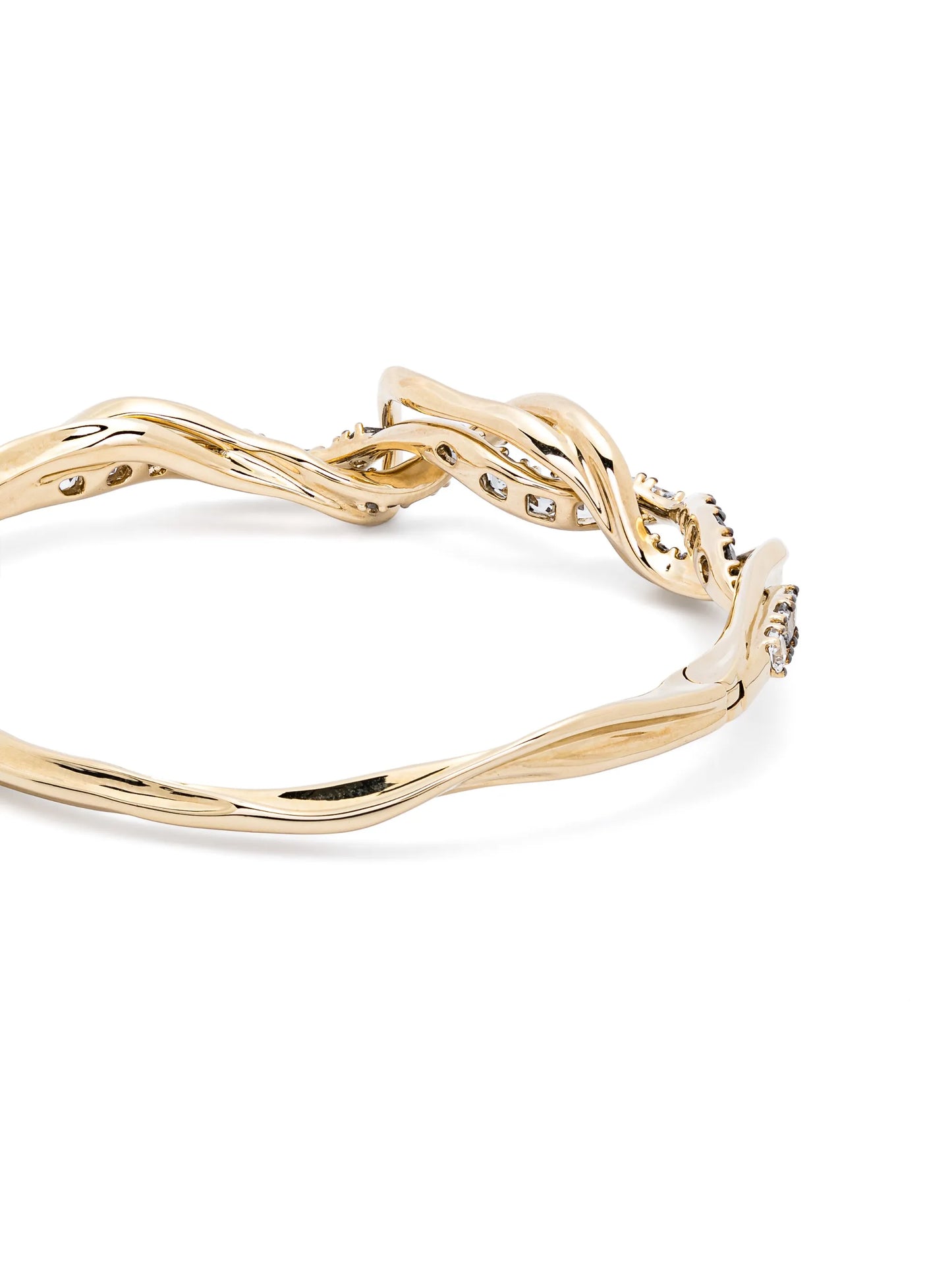 18kt yellow gold Vapour diamond and spinel bangle bracelet