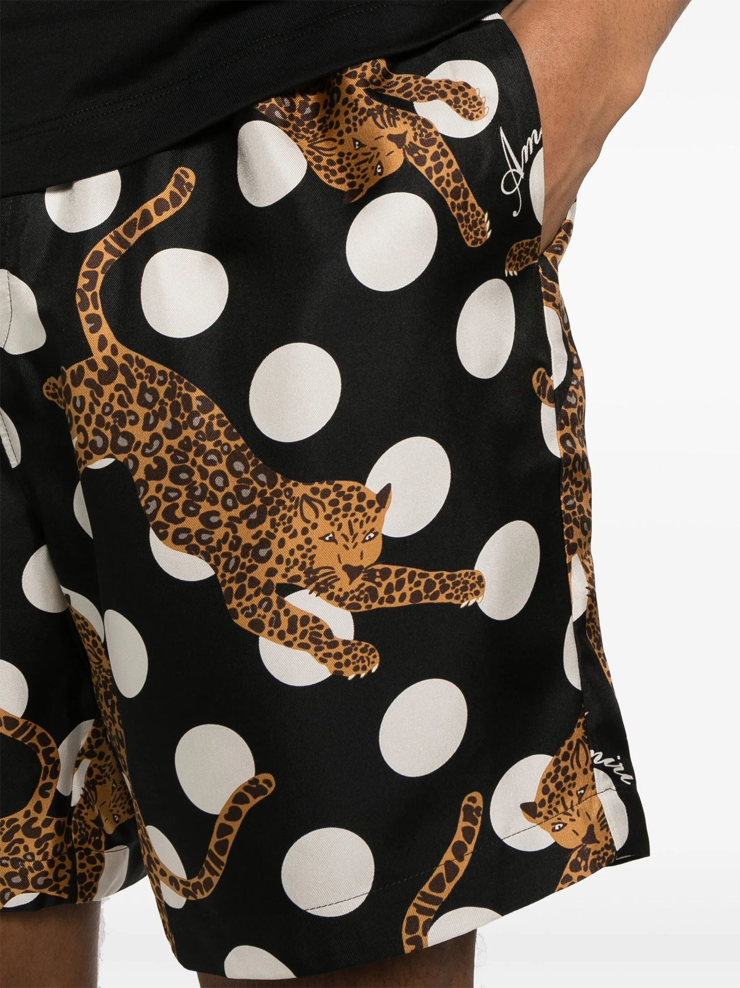 leopard-print polka-dot shorts
