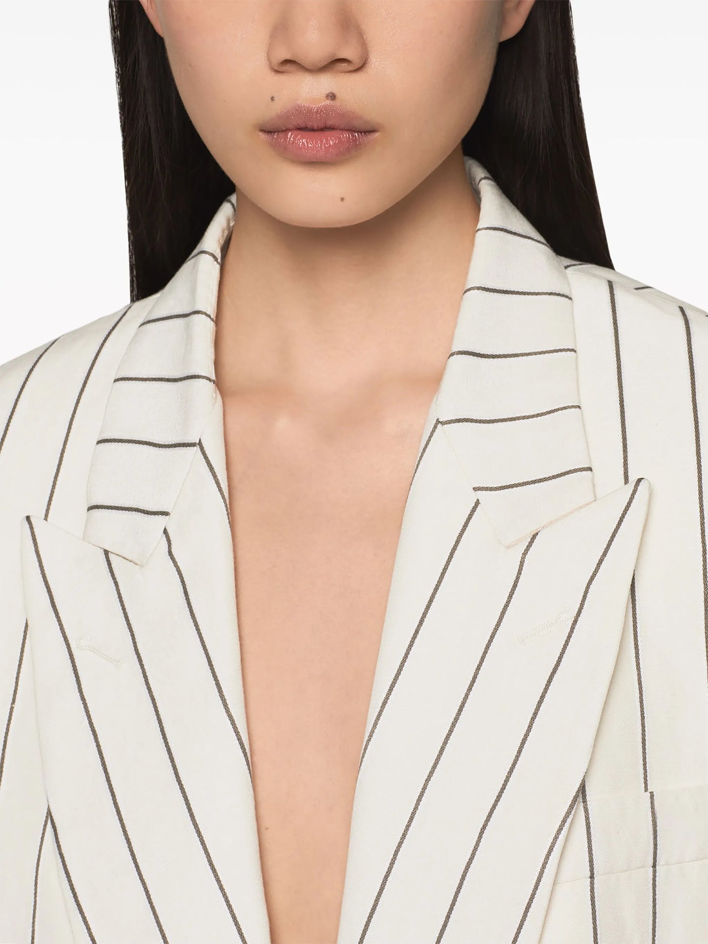 pinstriped single-breasted blazer