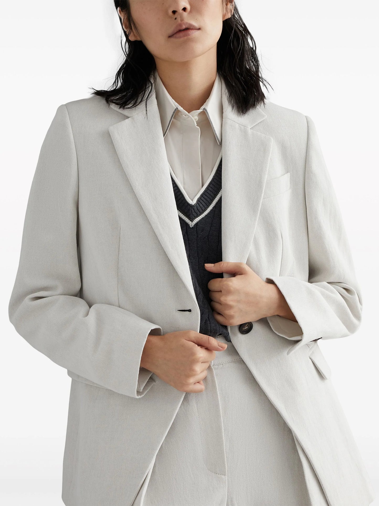gabardine-weave single-breasted blazer