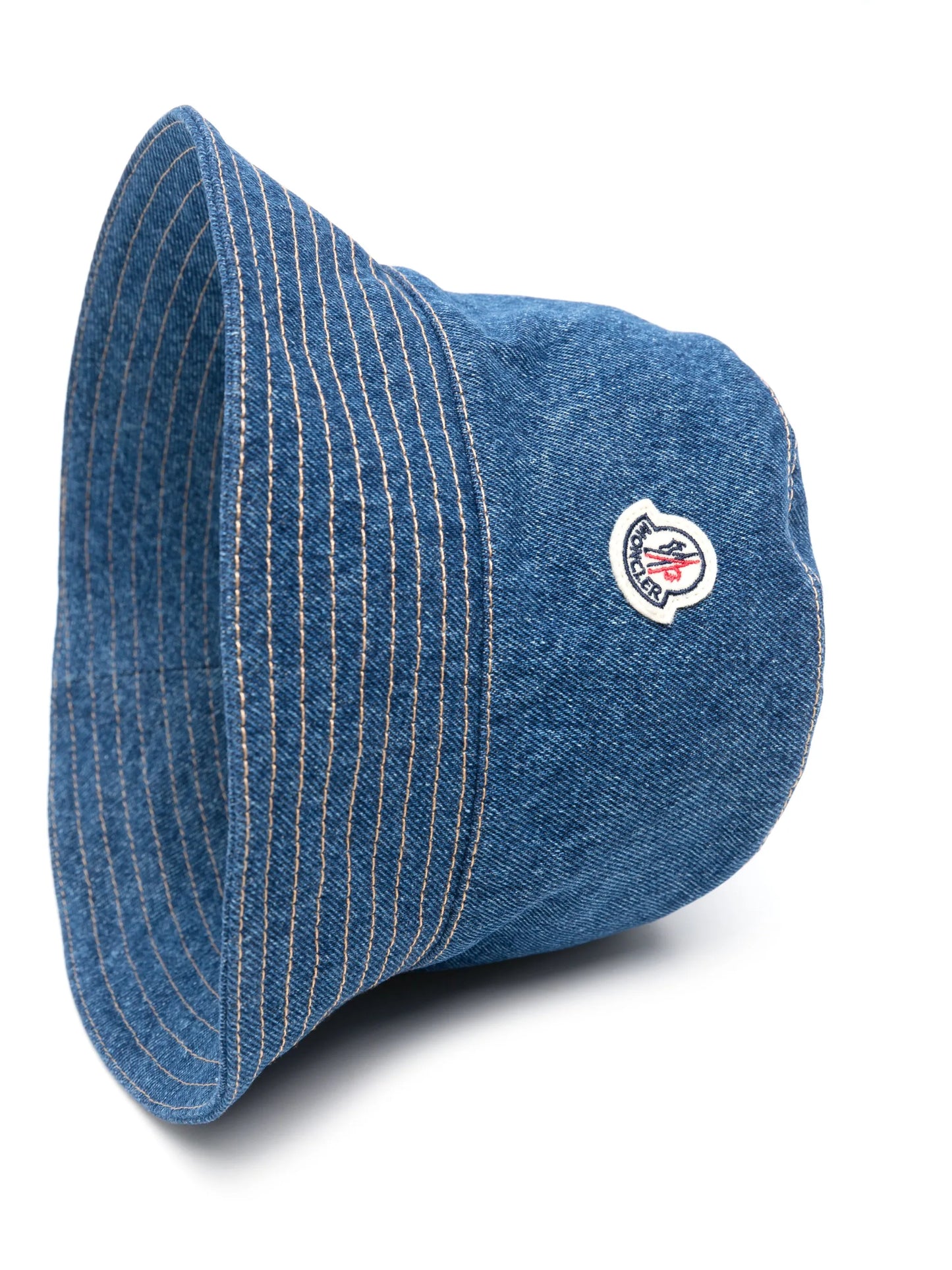 logo-patch denim bucket hat