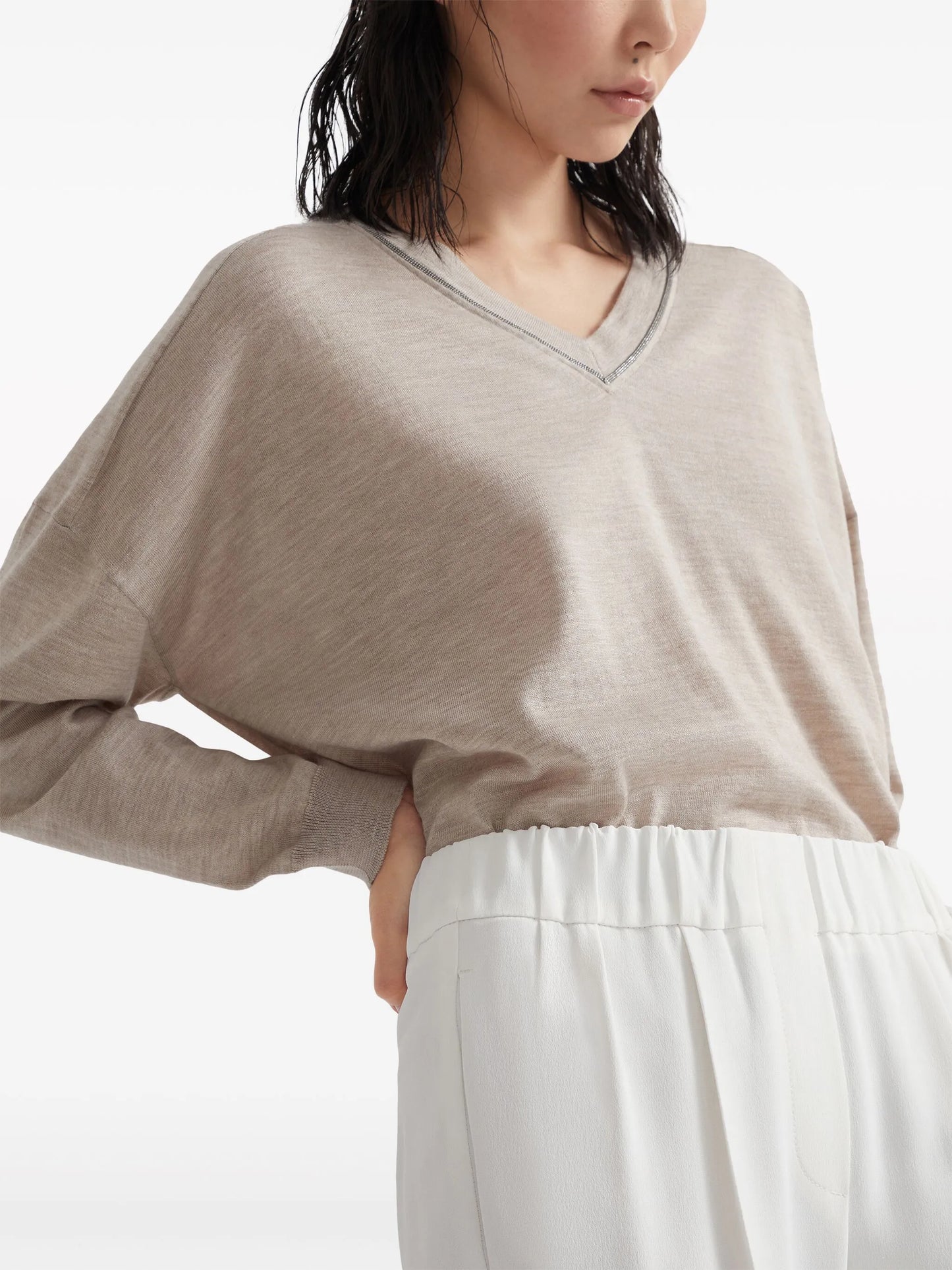 silk-blend cropped trousers