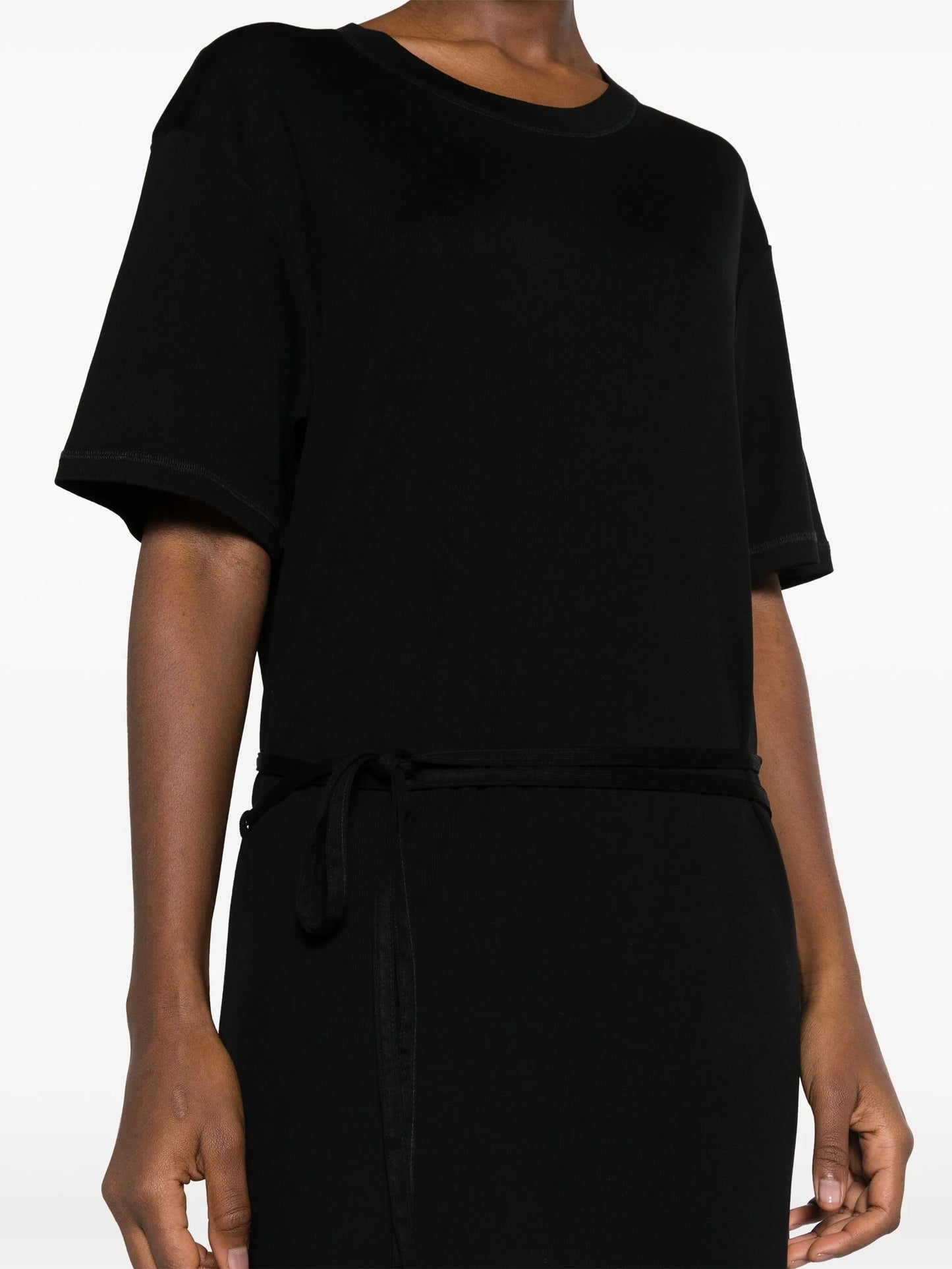 ribbed-knit belted maxi dress