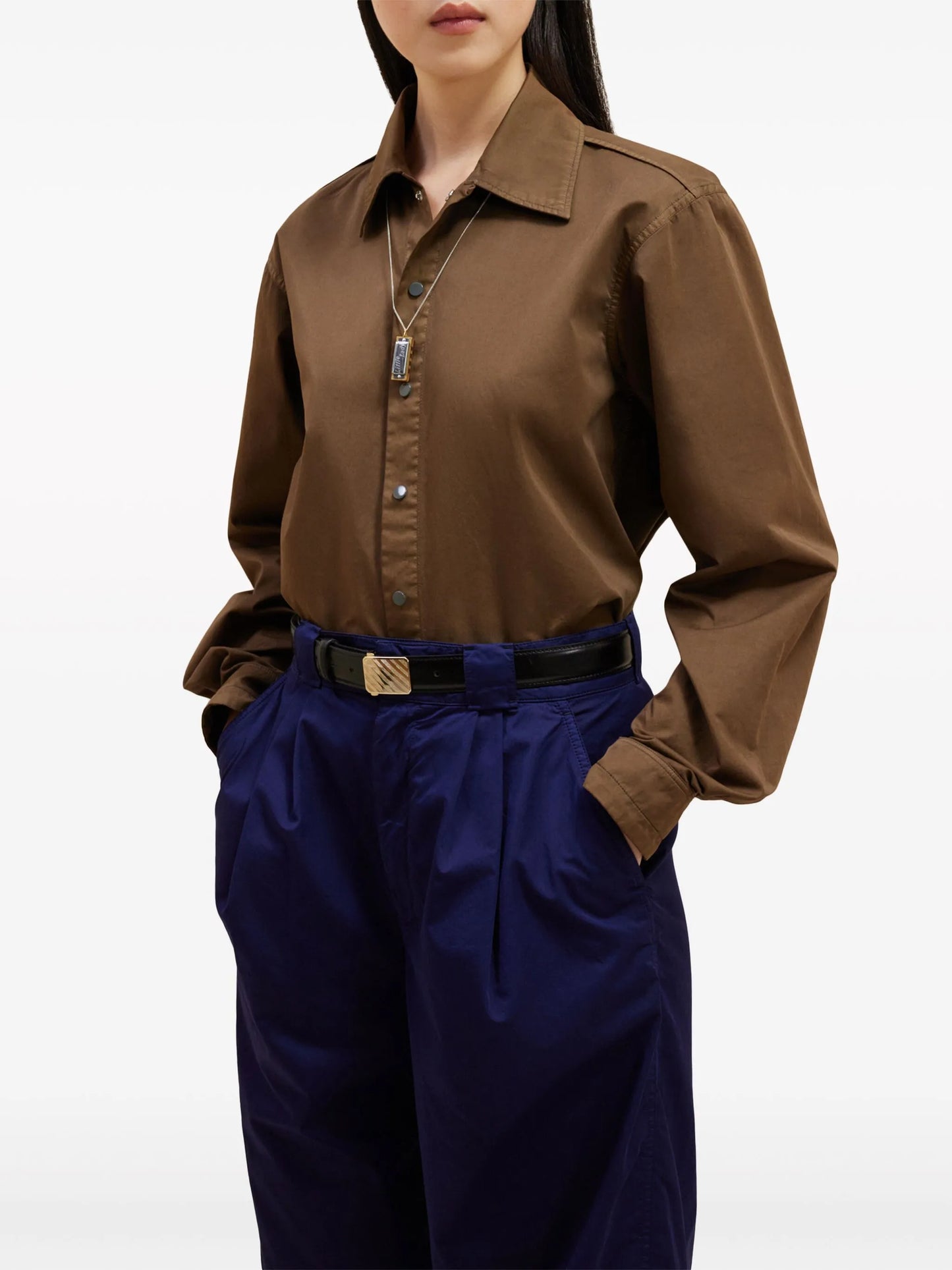 sliding-buckle leather belt