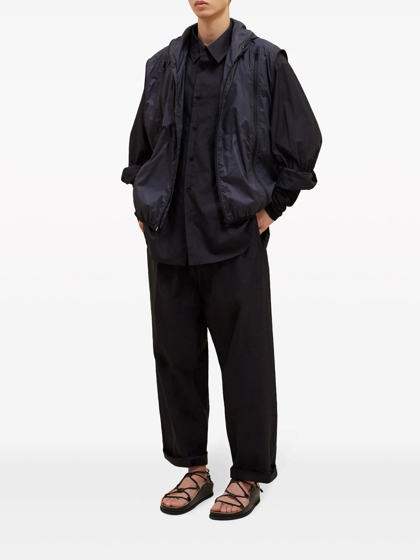 zipped hooded jacket