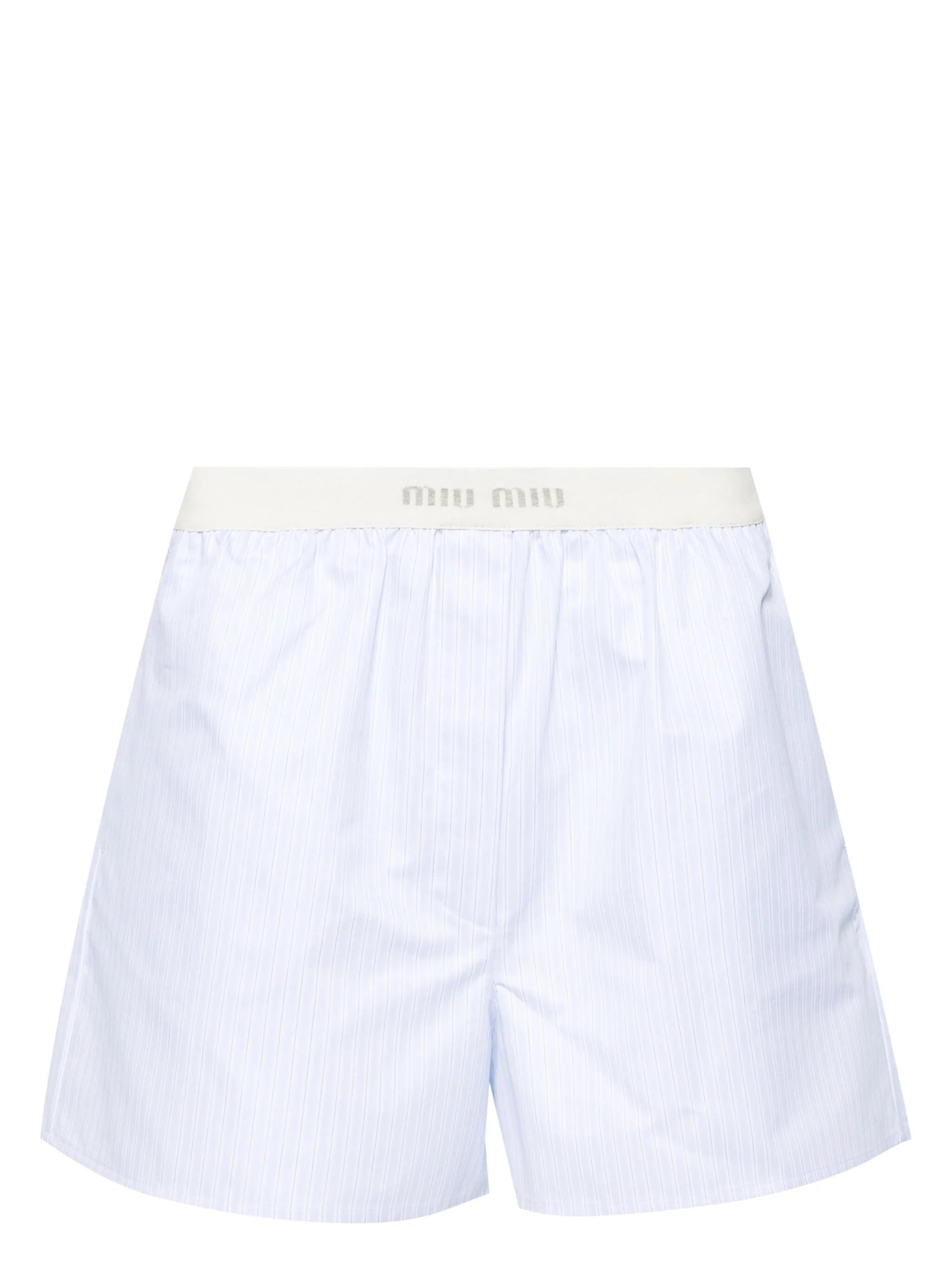 logo-waistband striped pajama shorts